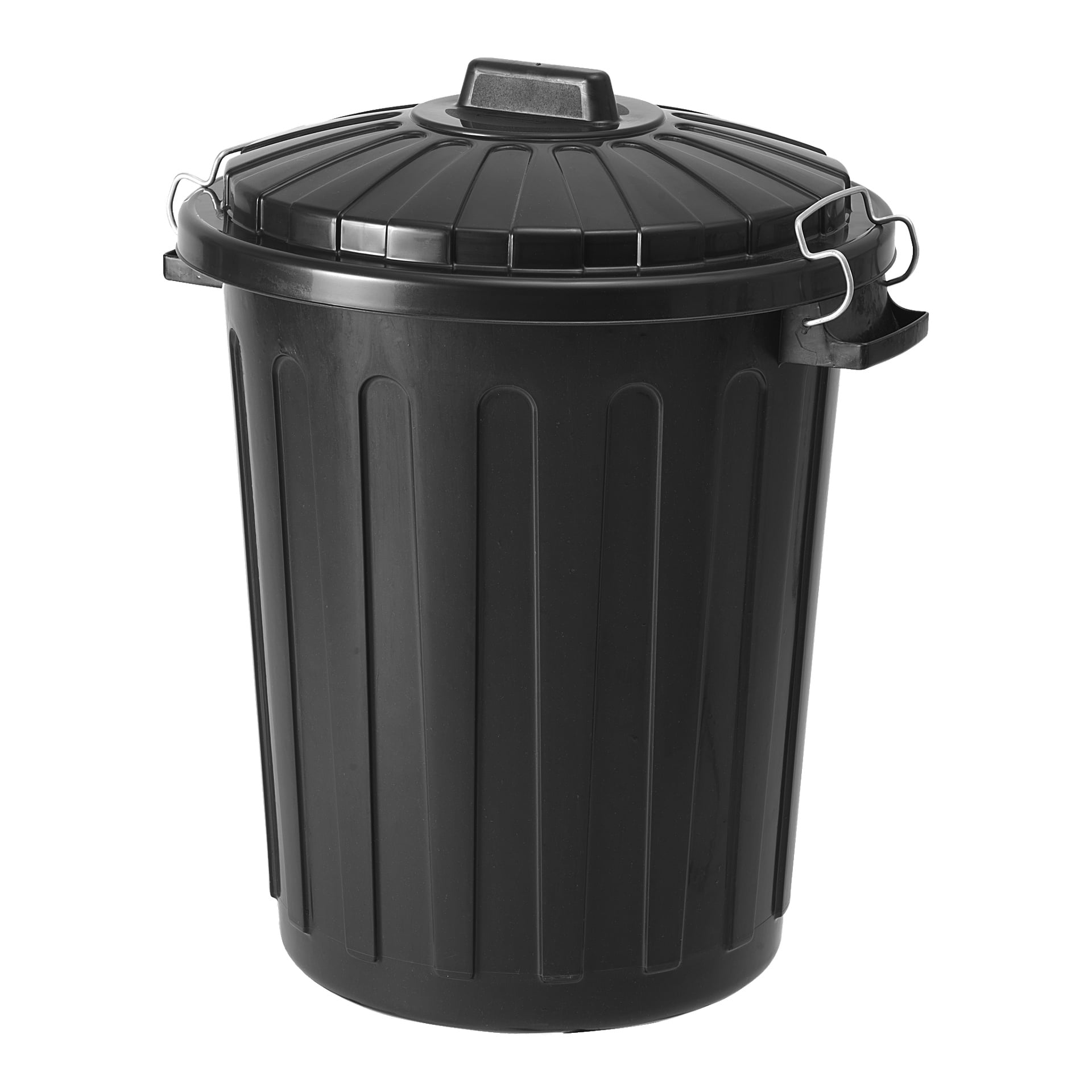 En svart plast Hard Head Storage Cab med ribbad design, två handtag på sidorna och ett säkert lock med ett handtag ovanpå.