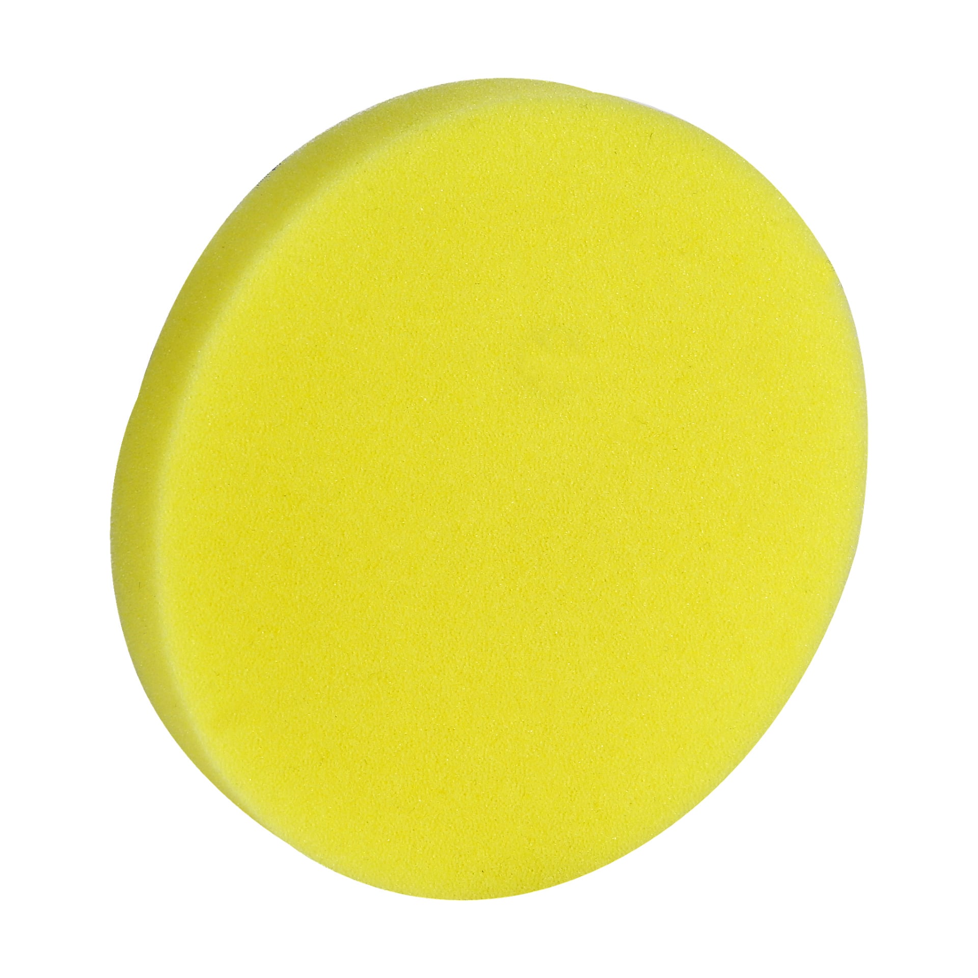 En rund gul Hamron Wax-applikator från ett 3-pack visas med en slät skumyta som ser oanvänd ut.
