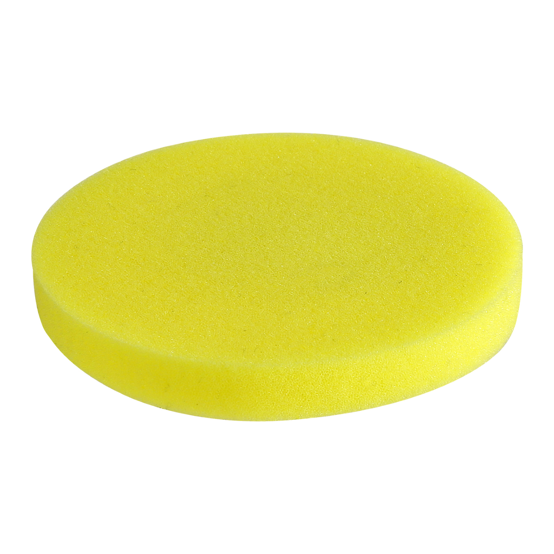 En rund, matt gul Hamron Wax Applicator från ett 3-pack visas, med en slät yta och jämn tjocklek.