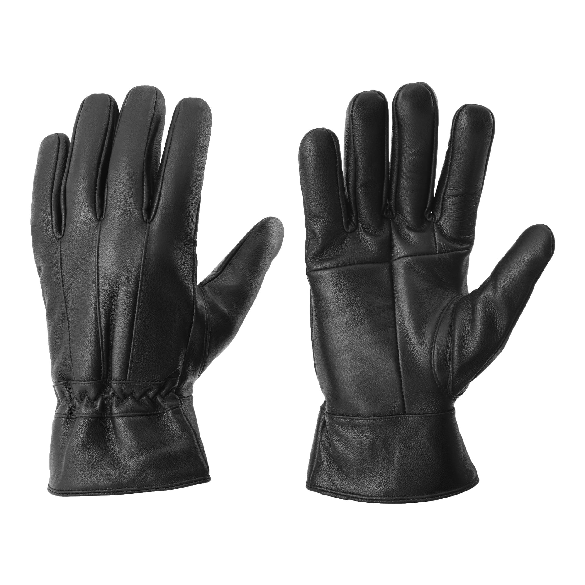 Ett par Kayoba Outdoor Leather-handskar, med en handske placerad så att handflatan syns och den andra som visar ryggen.