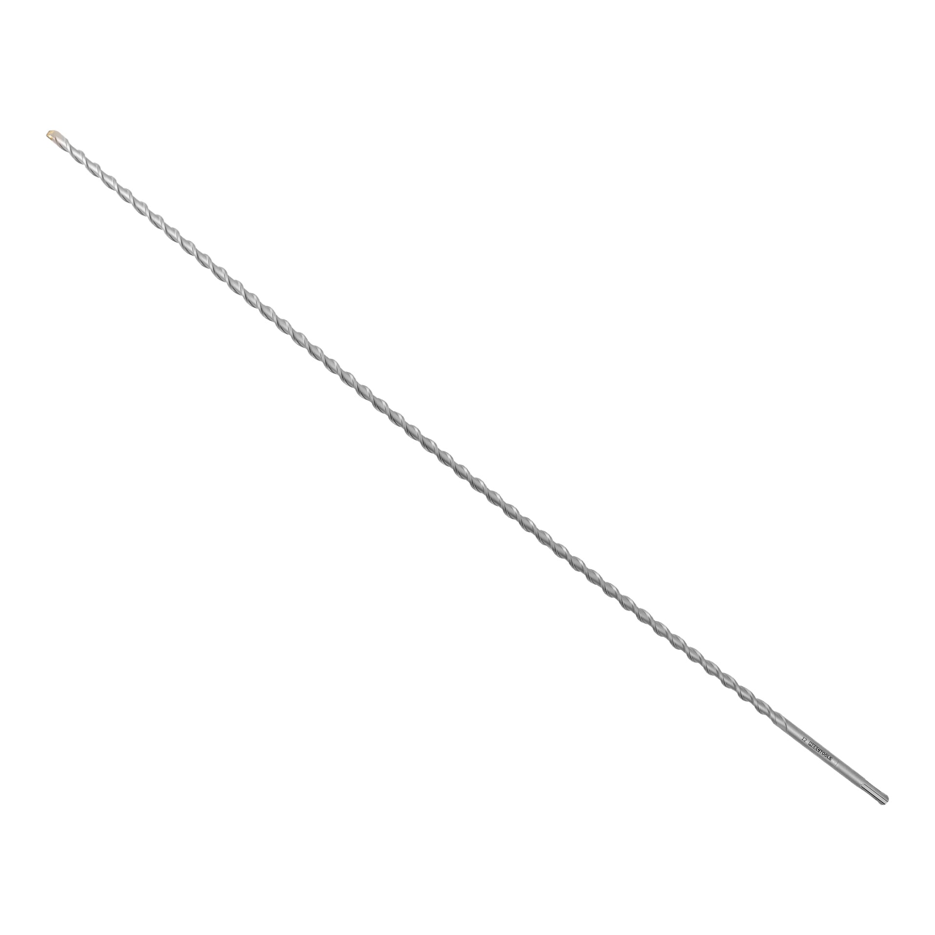 En Meec Tools betongborr med en smal, förlängd silverkropp, spiralräffling längs längden och en vass spetsig ände.