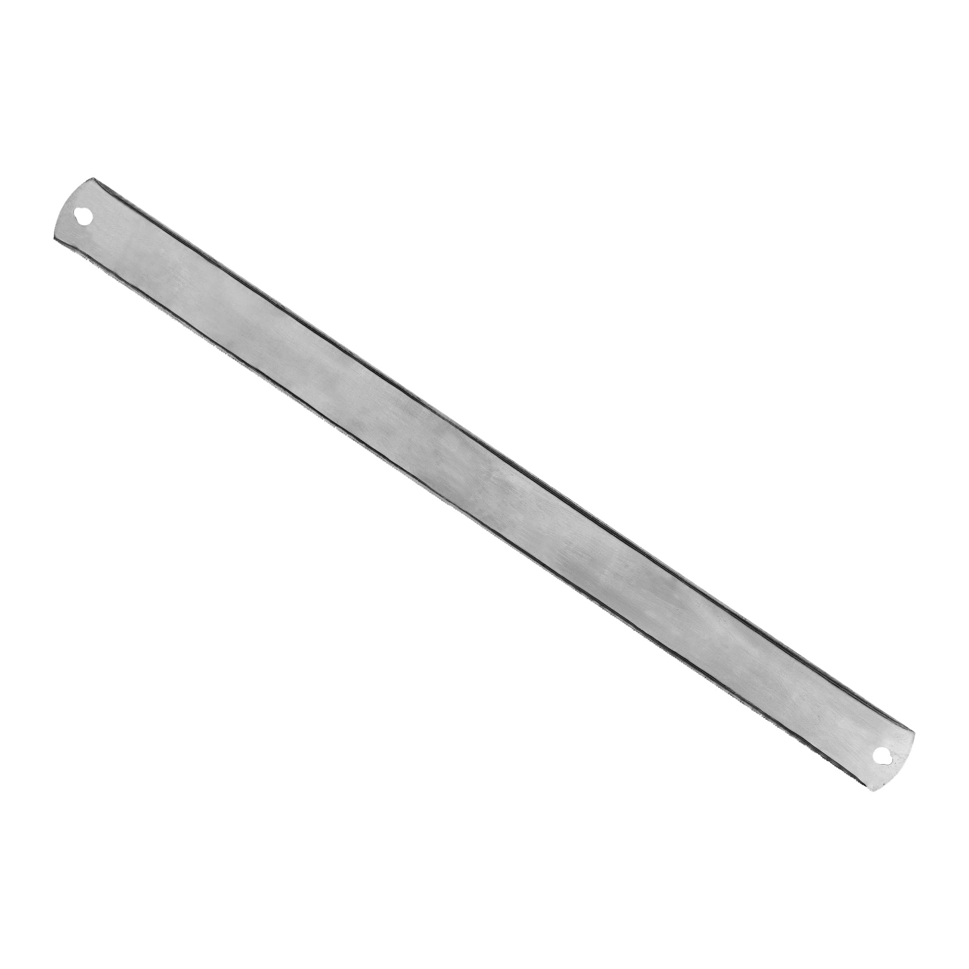 Ett Meec Tools-sågblad visas diagonalt, med ett hål i varje ände.