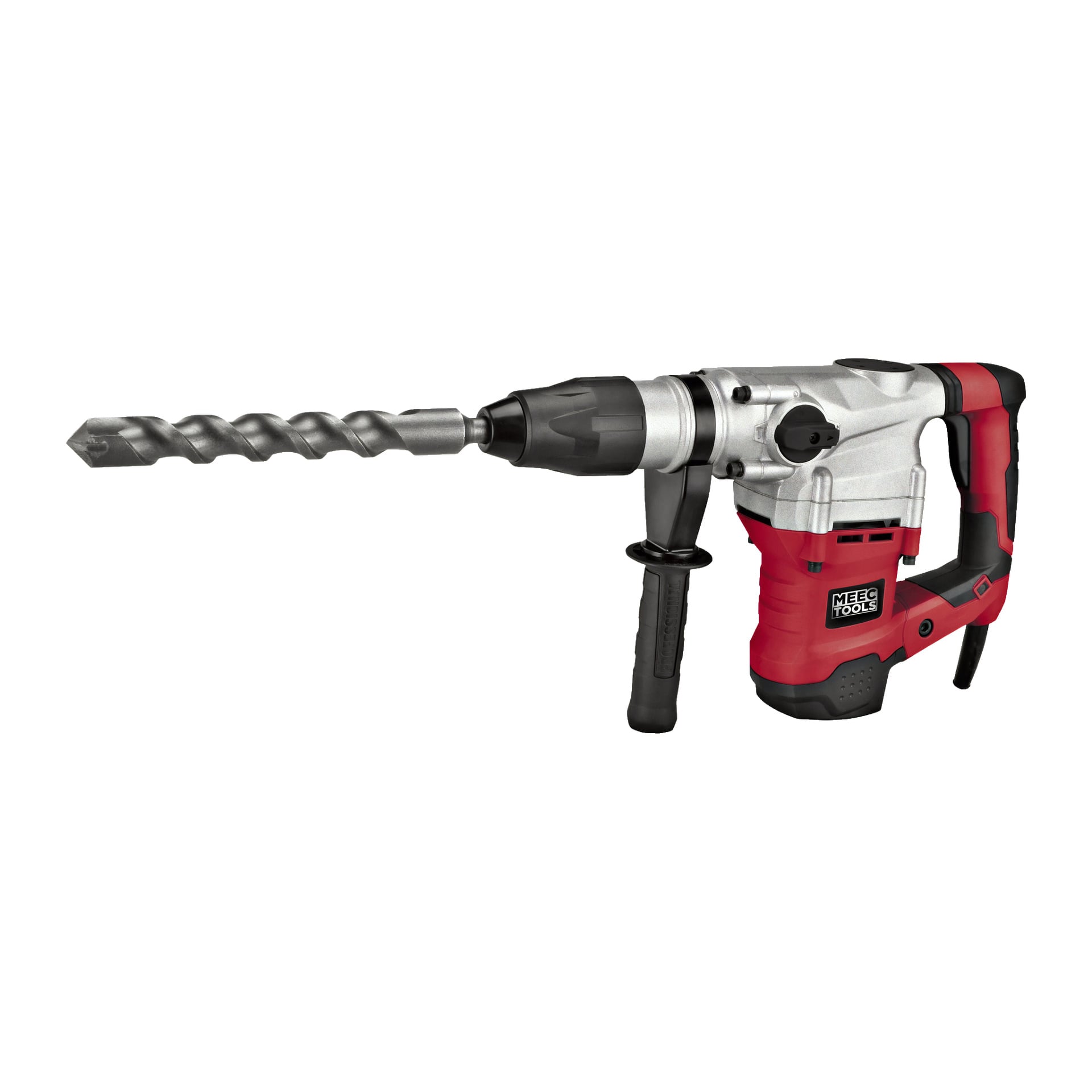 Meec Tools Hammerbohrer mit einem langen Mauerbohrer und einem Hilfsgriff.
