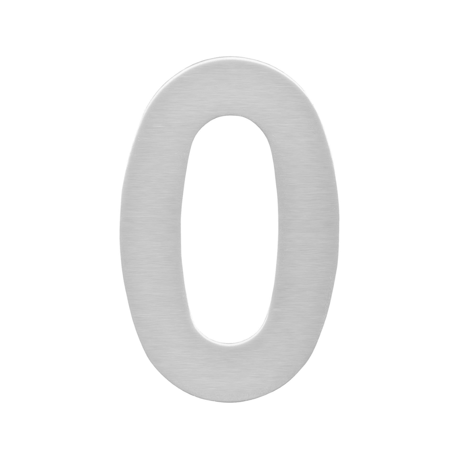 En Hard Head självhäftande nummer "0" med en borstad silverfinish.