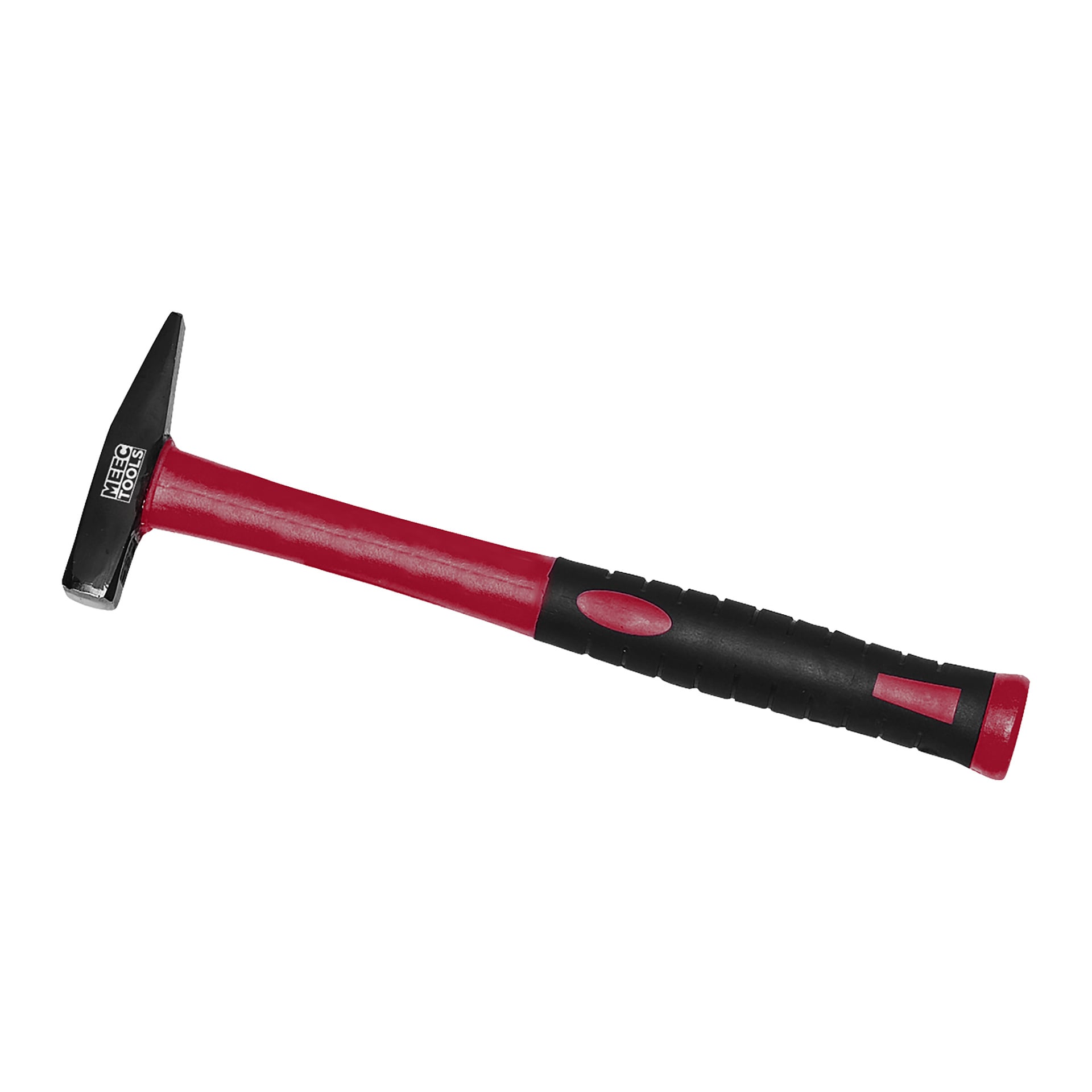 En Meec Tools klohammare med svart och rött gummihandtag och ett metallhuvud som har både en spetsig klo och en plan yta.