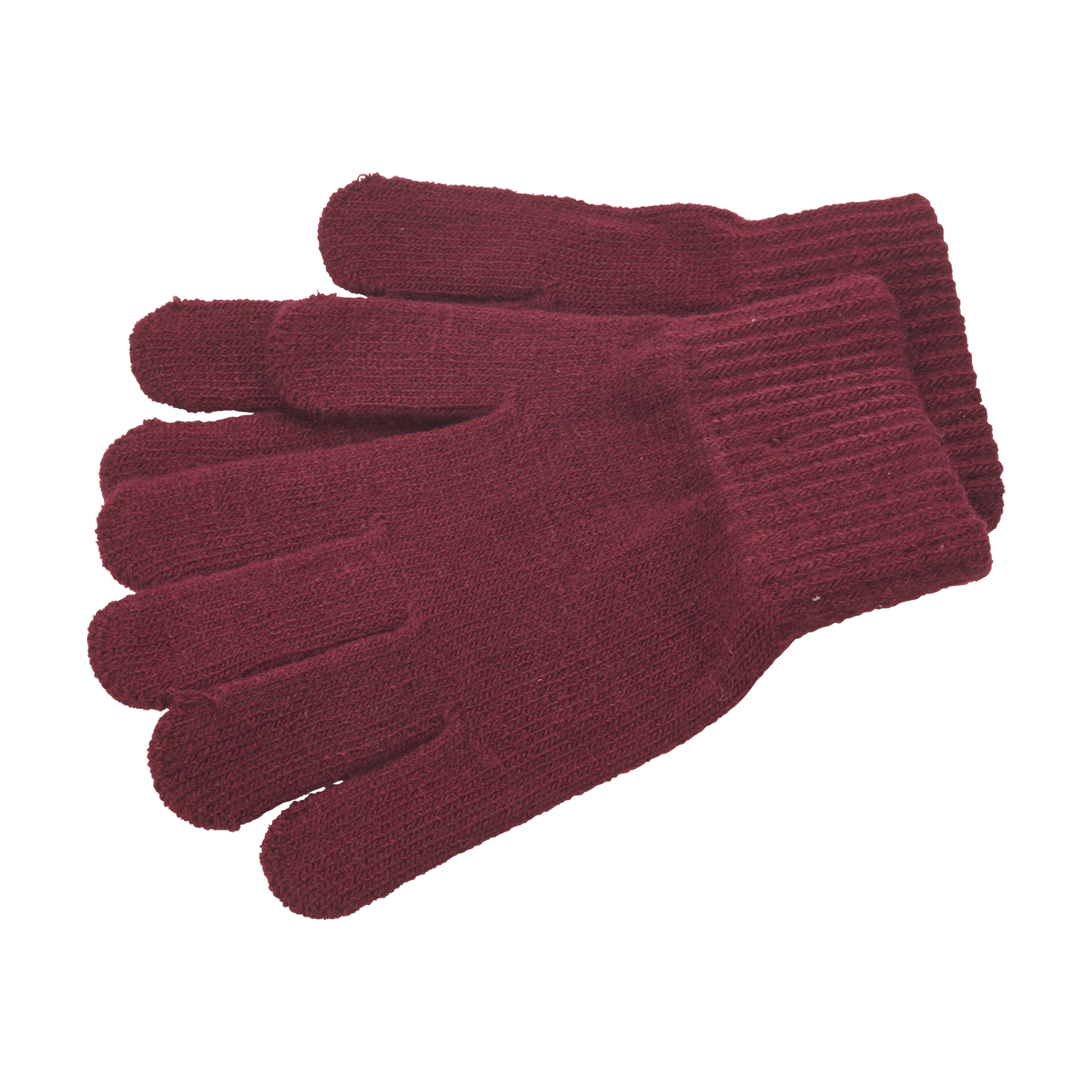 Ein Paar kastanienbraune Kayoba Outdoor Five-Finger-Handschuhe, verkauft als 3er-Pack, mit gerippten Manschetten und schlichtem Design; ein Handschuh liegt auf dem anderen.