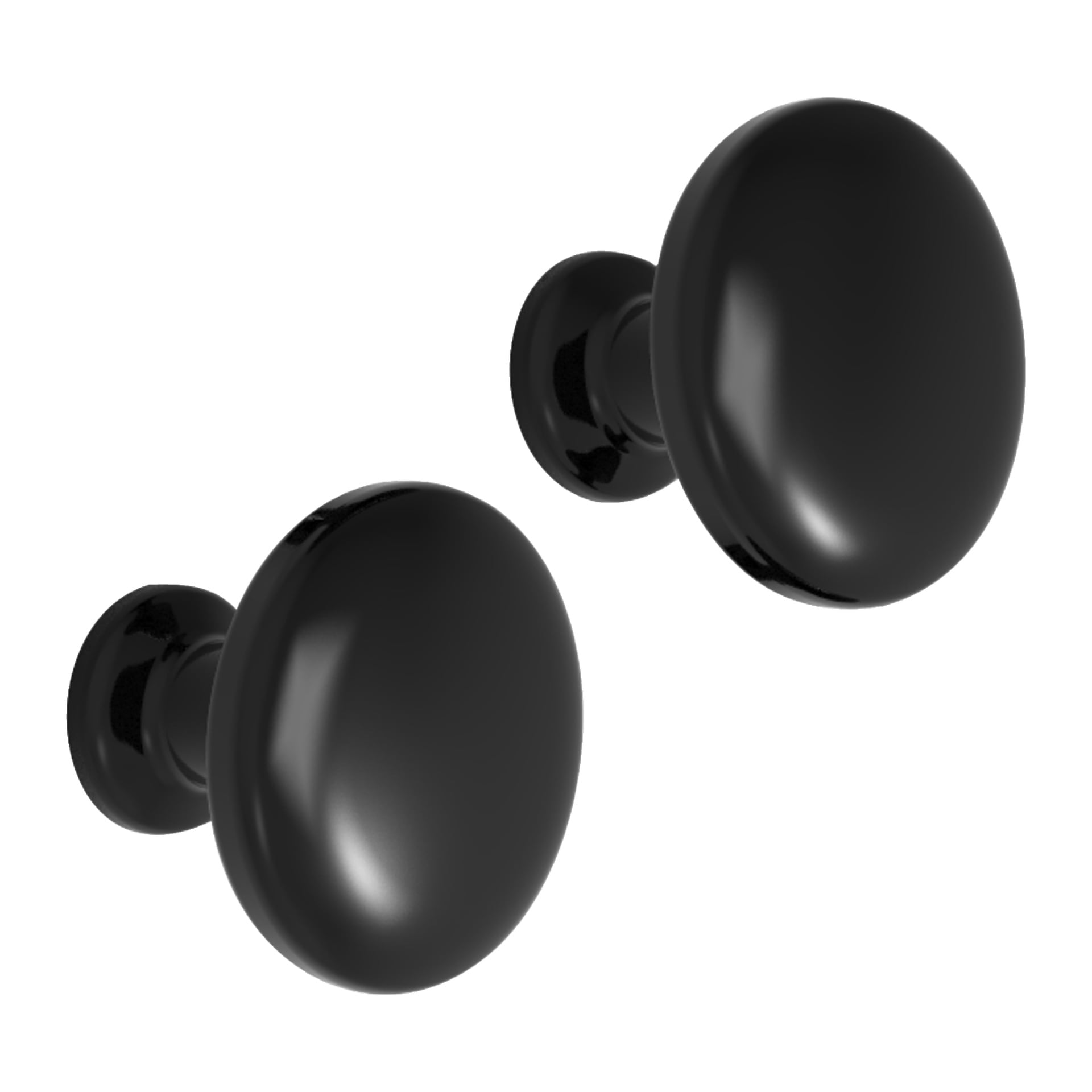 Ett par blankt svarta, runda "Hard Head"-rattar (2-pack) visas.