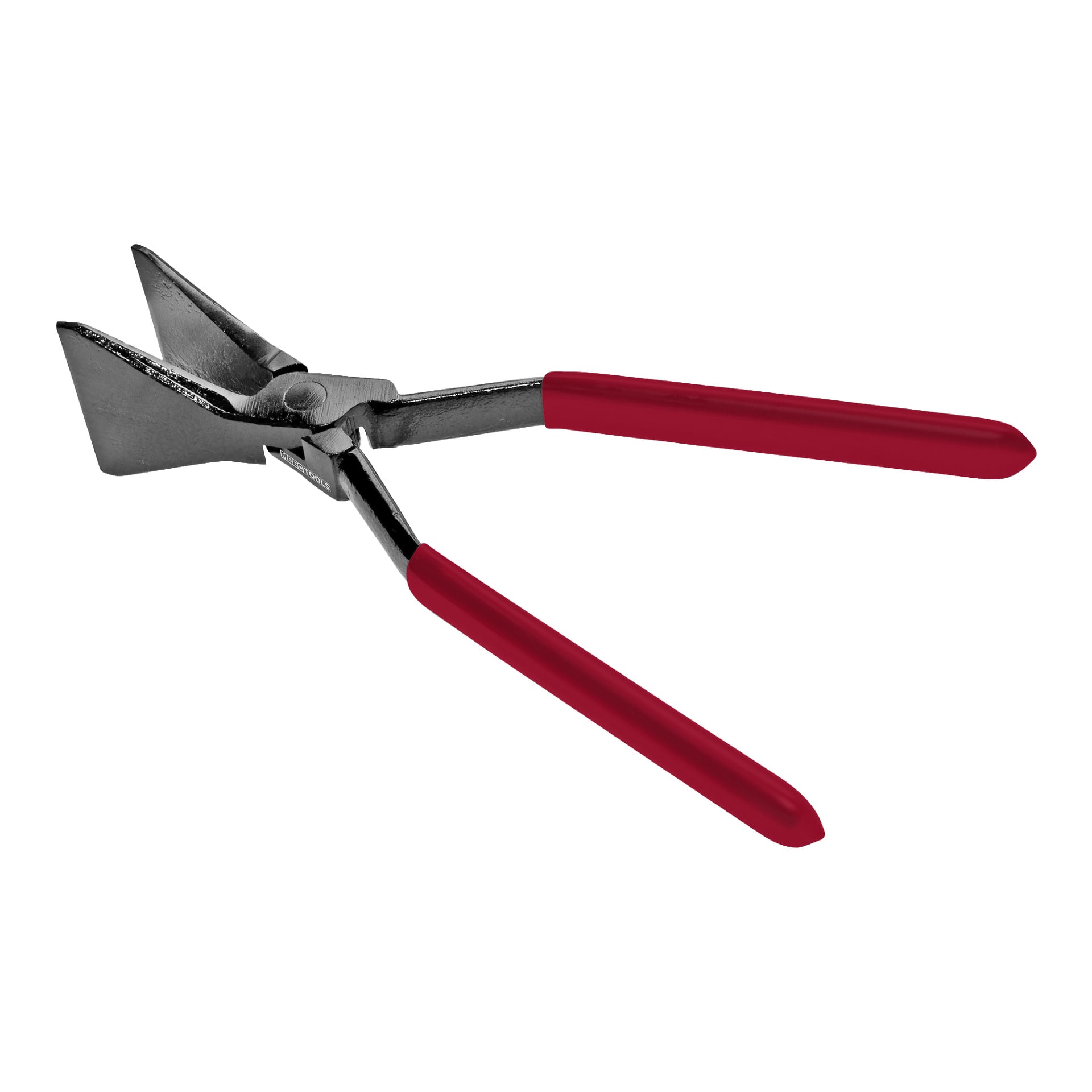 Ett par Meec Tools Folding Tongs med breda, platta käftar och röda gummibelagda handtag.