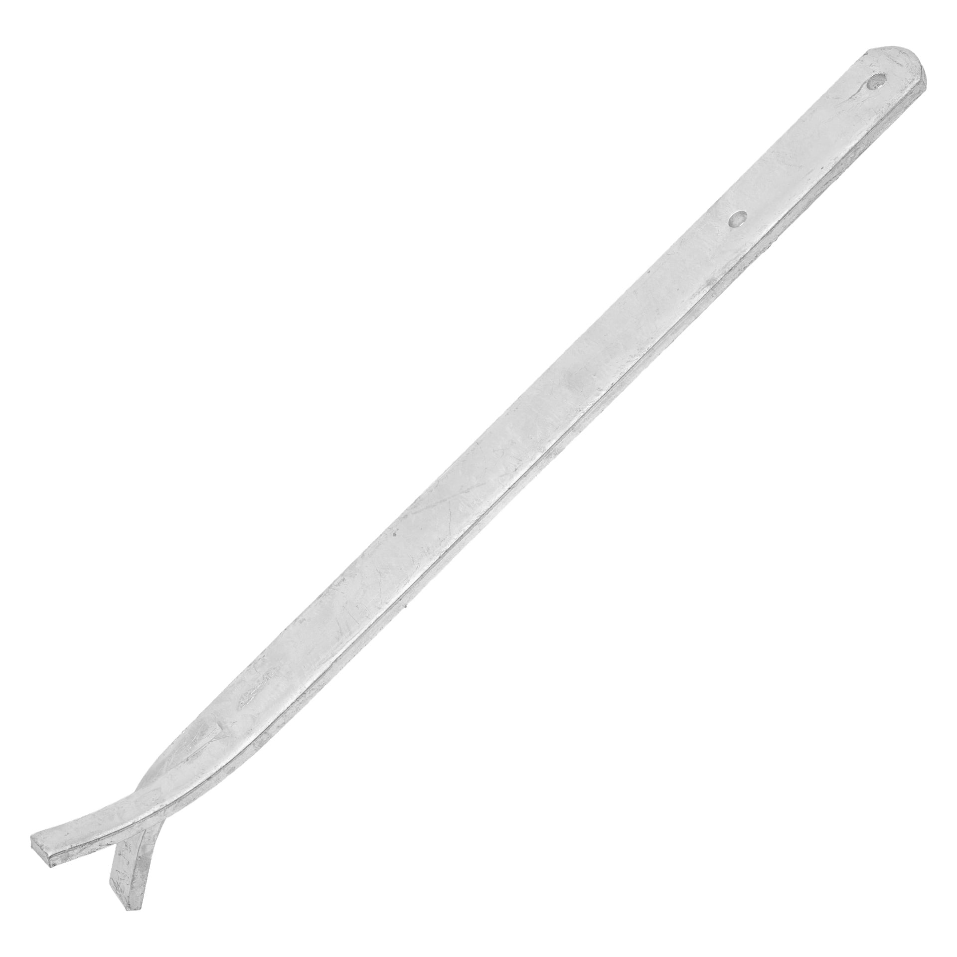 Ett silverfärgat metallfäste för terminalen från Hard Head med en platt, vinklad ände på ena sidan och en slät, böjd och avsmalnande ände på den andra. Används ofta för bändning eller skrapning vid biodling.