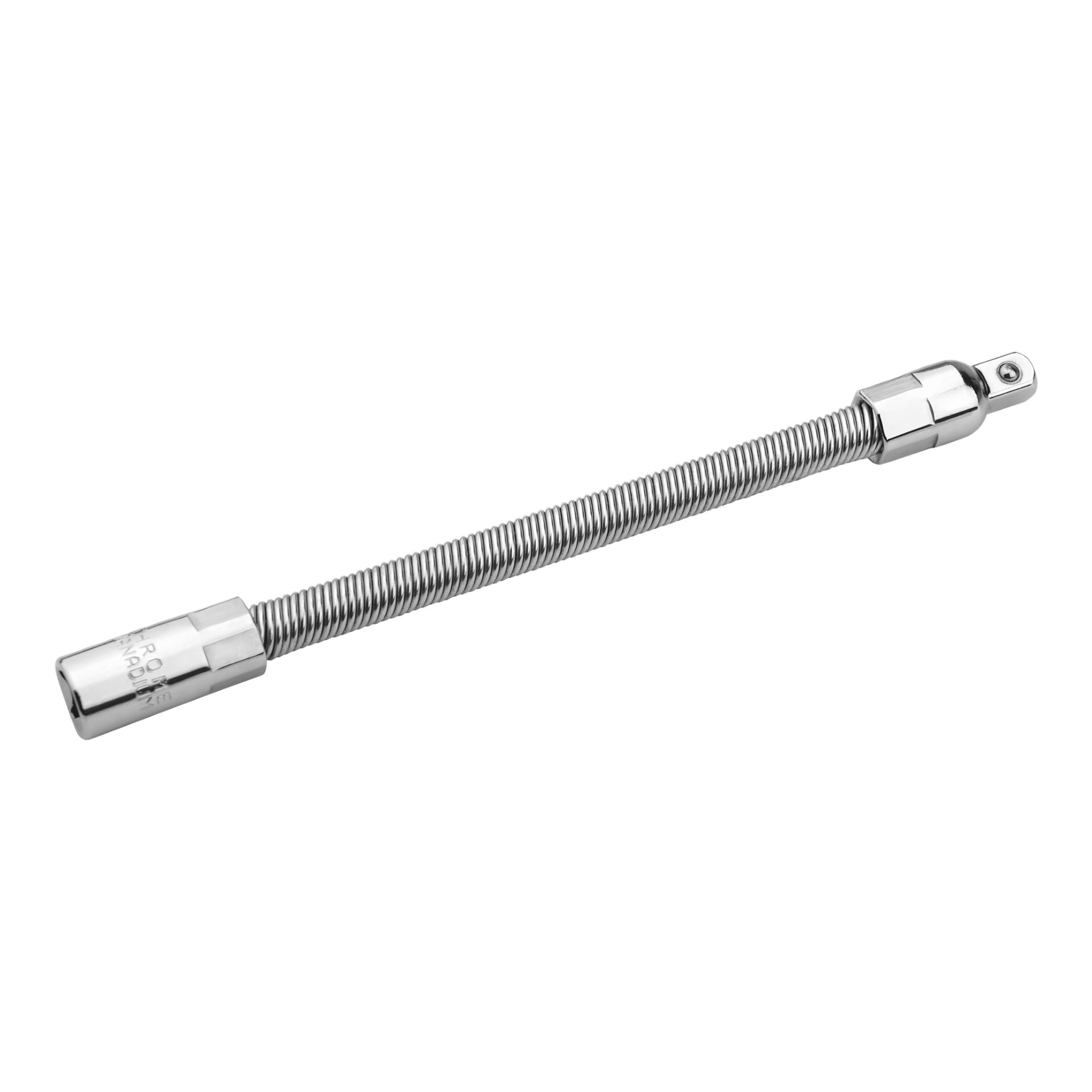 Przedłużacz nasadek Meec Tools, wyposażony w błyszczący chromowany przedłużacz z metalowym wałkiem i końcówkami nasadek, jest przeznaczony do mocowania do grzechotek lub kluczy w celu uzyskania dostępu do śrub w ciasnych lub trudno dostępnych miejscach.