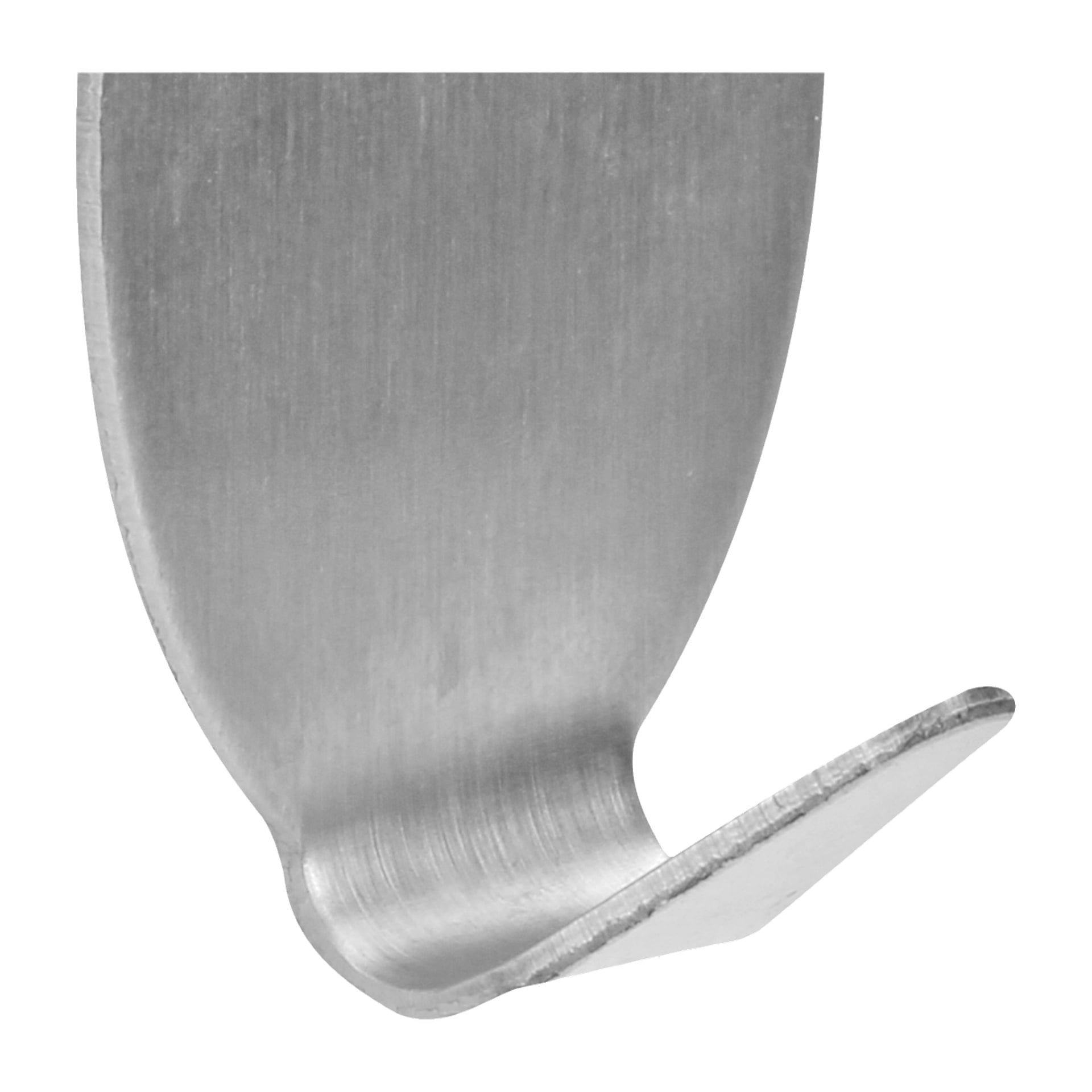 Detaillierte Aufnahme eines 2er-Packs Hard Head Hooks Wandhakens mit einer metallisch gebürsteten matten Oberfläche. Der Haken zeigt eine nach oben gerichtete Krümmung und eine flachkantige Struktur.