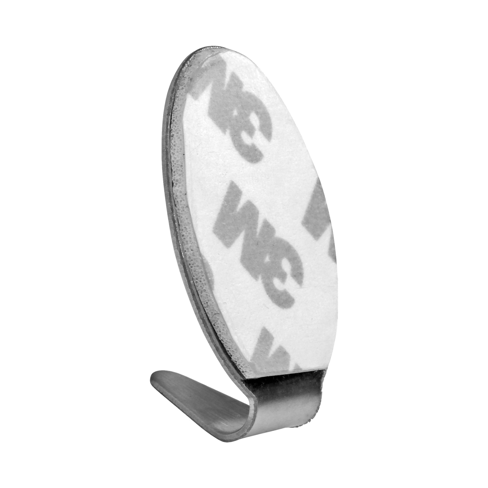 Ein 2er-Pack Hard Head Hooks wird ausgestellt, bestehend aus Metallhaken mit klebenden Rückseiten, die teilweise von weißen Polstern mit der Aufschrift "3M" bedeckt sind und aufrecht stehen.