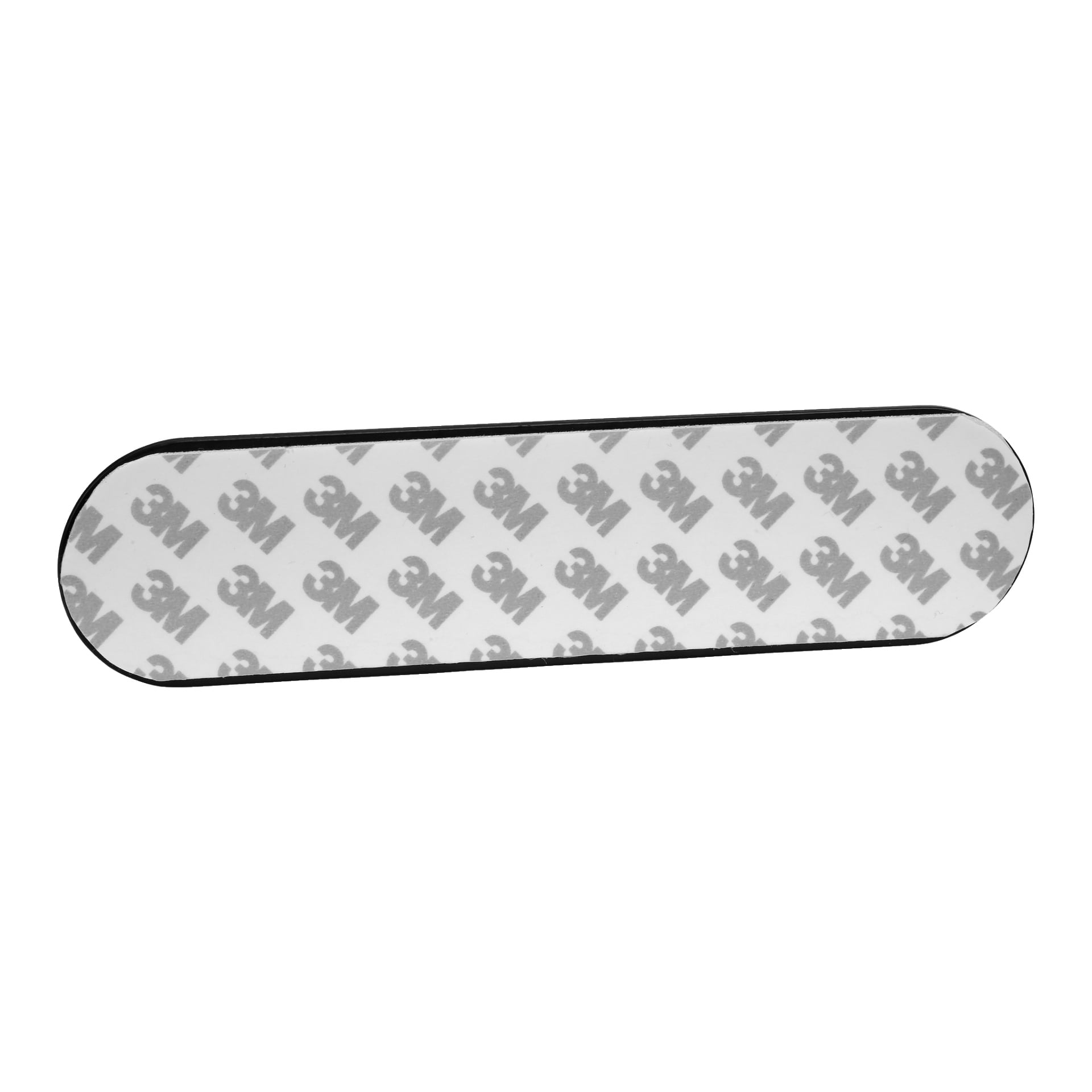 W zestawie z rackiem Hard Head Hook z 4 haczykami znajduje się owalna podkładka klejąca z czarnym obrysem. Górna powierzchnia pada pokryta jest powtarzającym się szarym wzorem logo 3M, co identyfikuje produkt klejowy 3M.