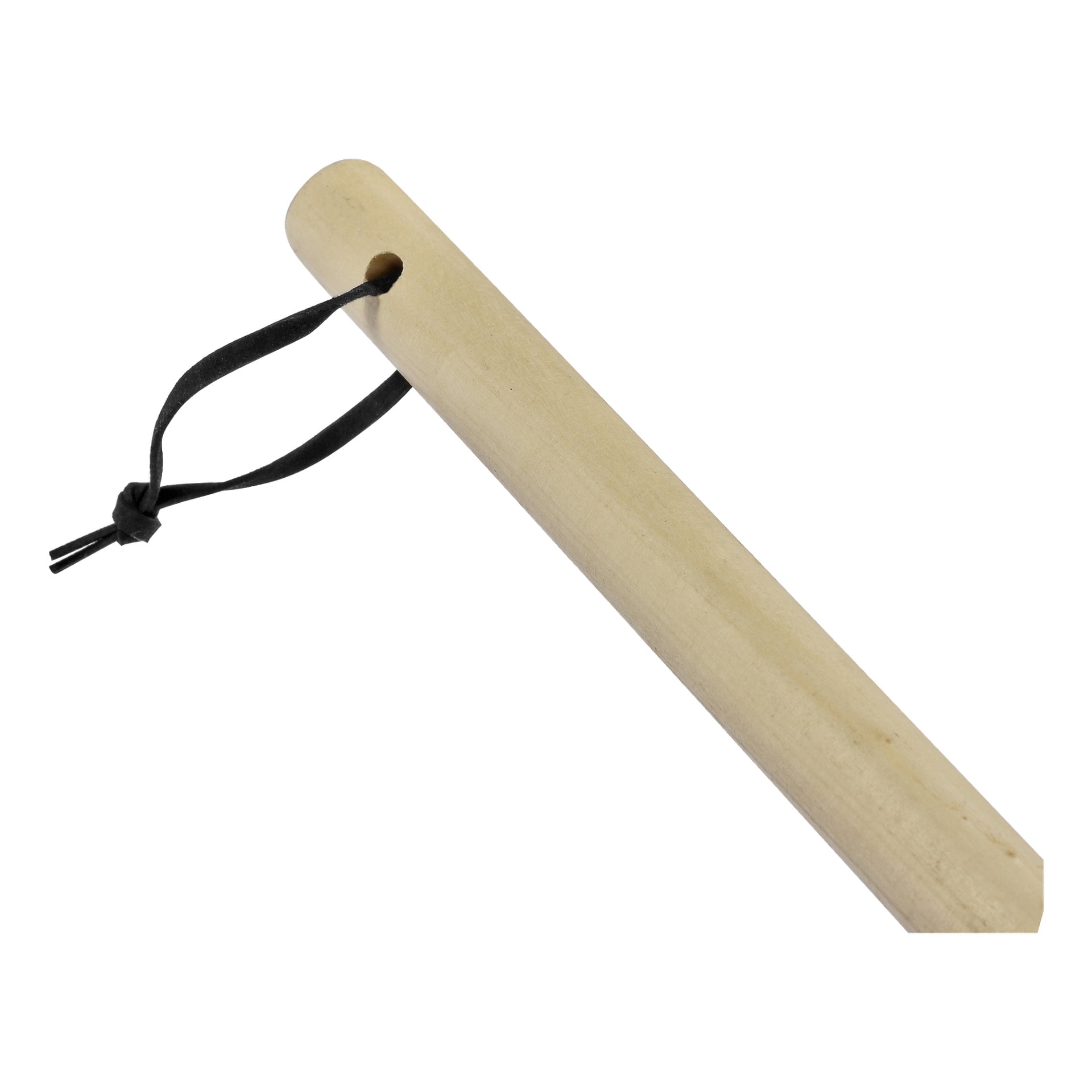 Ett slankt, rundat ogräsjärn i trä från Hard Head, designat med ett hål i ena änden genom vilket en svart snöre sticks.