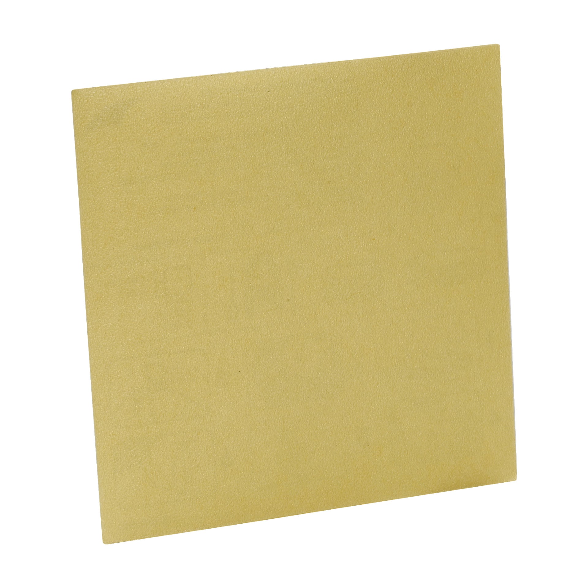 En platt, fyrkantig gul patch från Bestway Repair Patches för Pools 10 Pack visas. Ytan ser slät och texturlös ut, och sidorna är vinklade snarare än exakt horisontella.