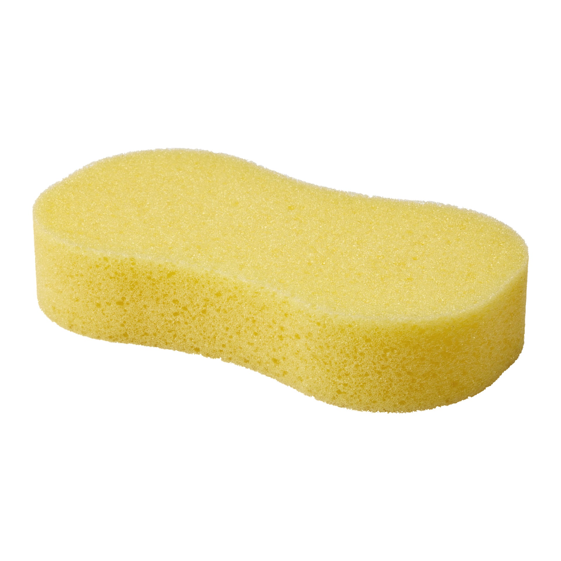 Hamron Sponge on keltainen, suorakaiteen muotoinen ja pyöristetyt reunat, ja siinä on huokoinen rakenne sekä kirkas väri, ja se näyttää uudelta ja käyttämättömältä.