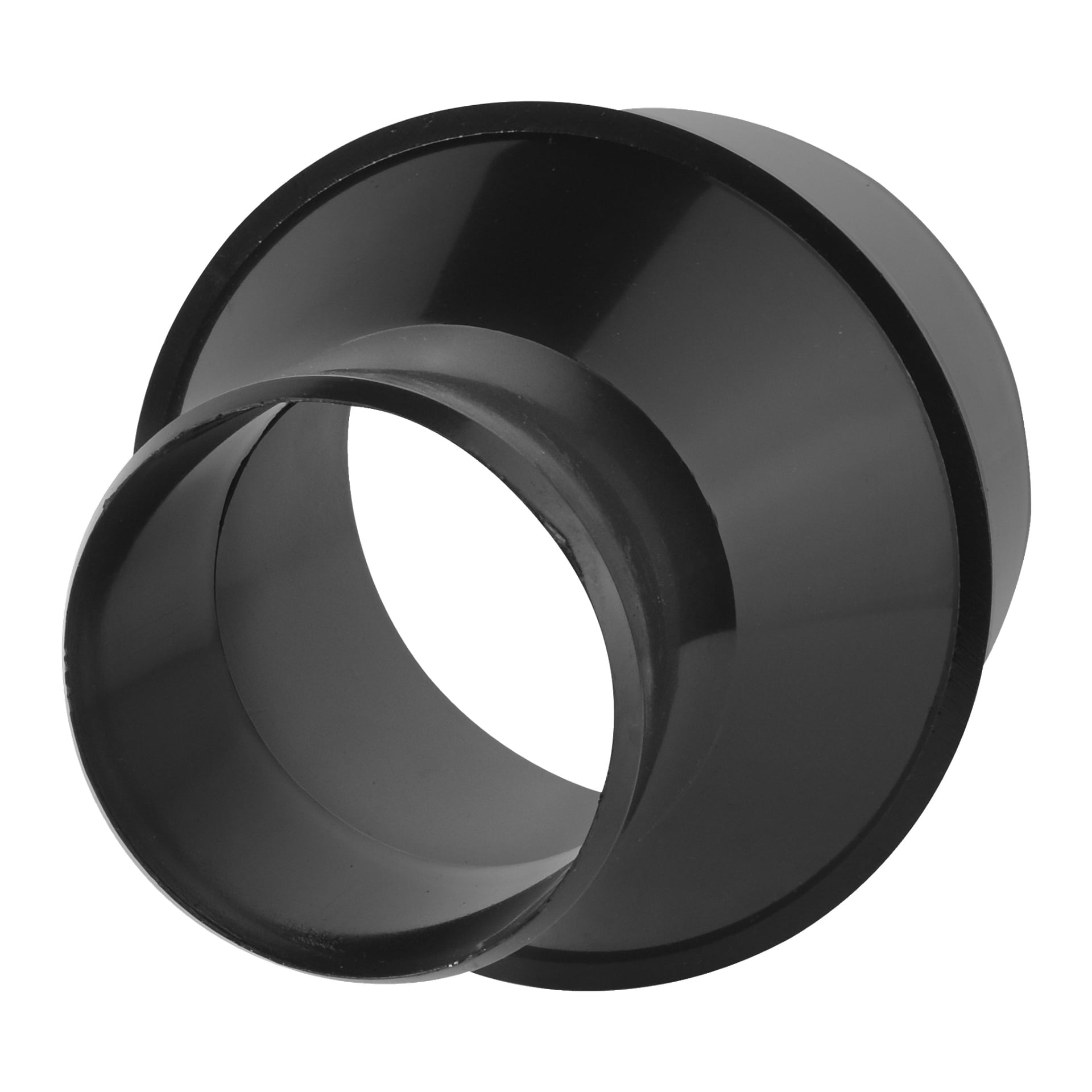 En svart plasthylsa från Meec Tools, designad med en bred fläns i ena änden och en smalare cylindrisk öppning på motsatt sida.