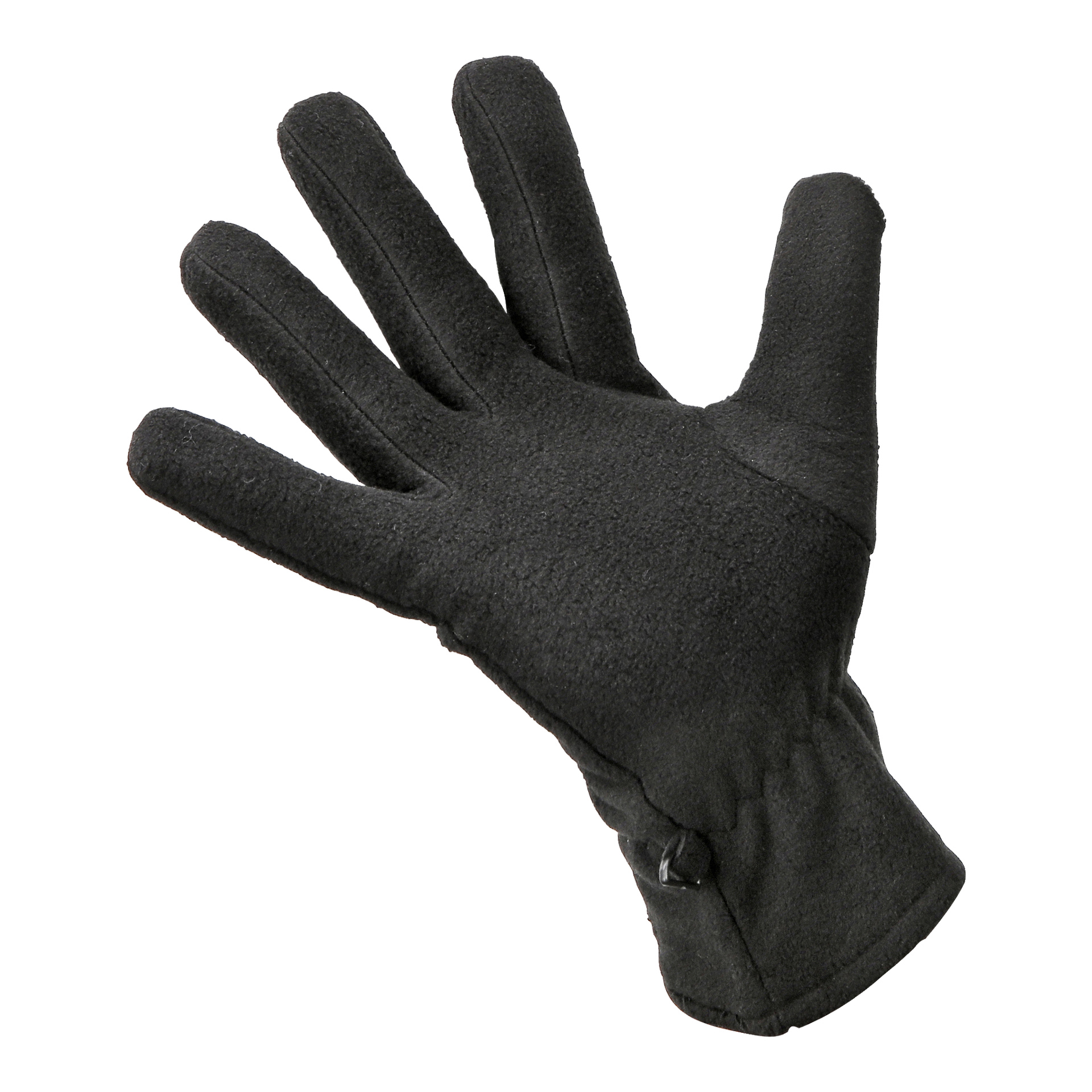 Ein einzelner Kayoba Outdoor Fleece-Handschuh wird gezeigt, wobei die Handfläche nach oben zeigt und die Finger gespreizt sind.