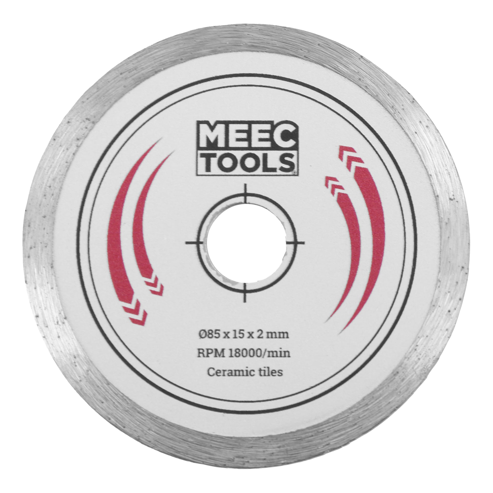 Meec Tools sågblad med 85 mm diameter, 15 mm borrning, 2 mm tjocklek och maximal hastighet på 18 000 varv per minut.