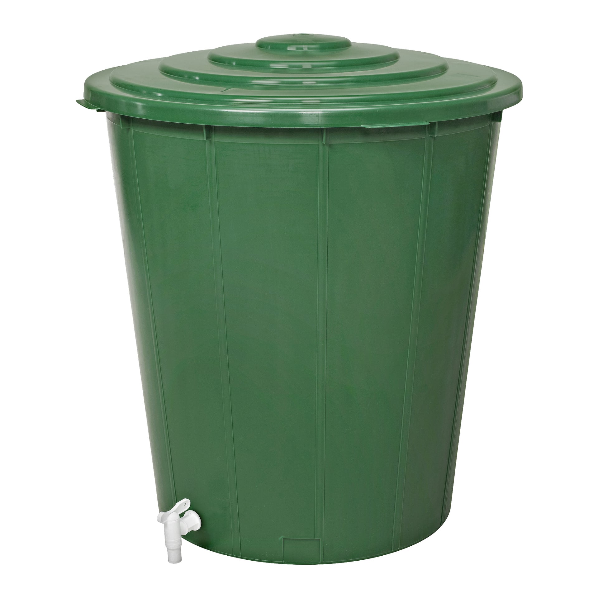 Grönt plastlock från Hard Head, skapat för att passa och skydda en regnvattenbehållare.