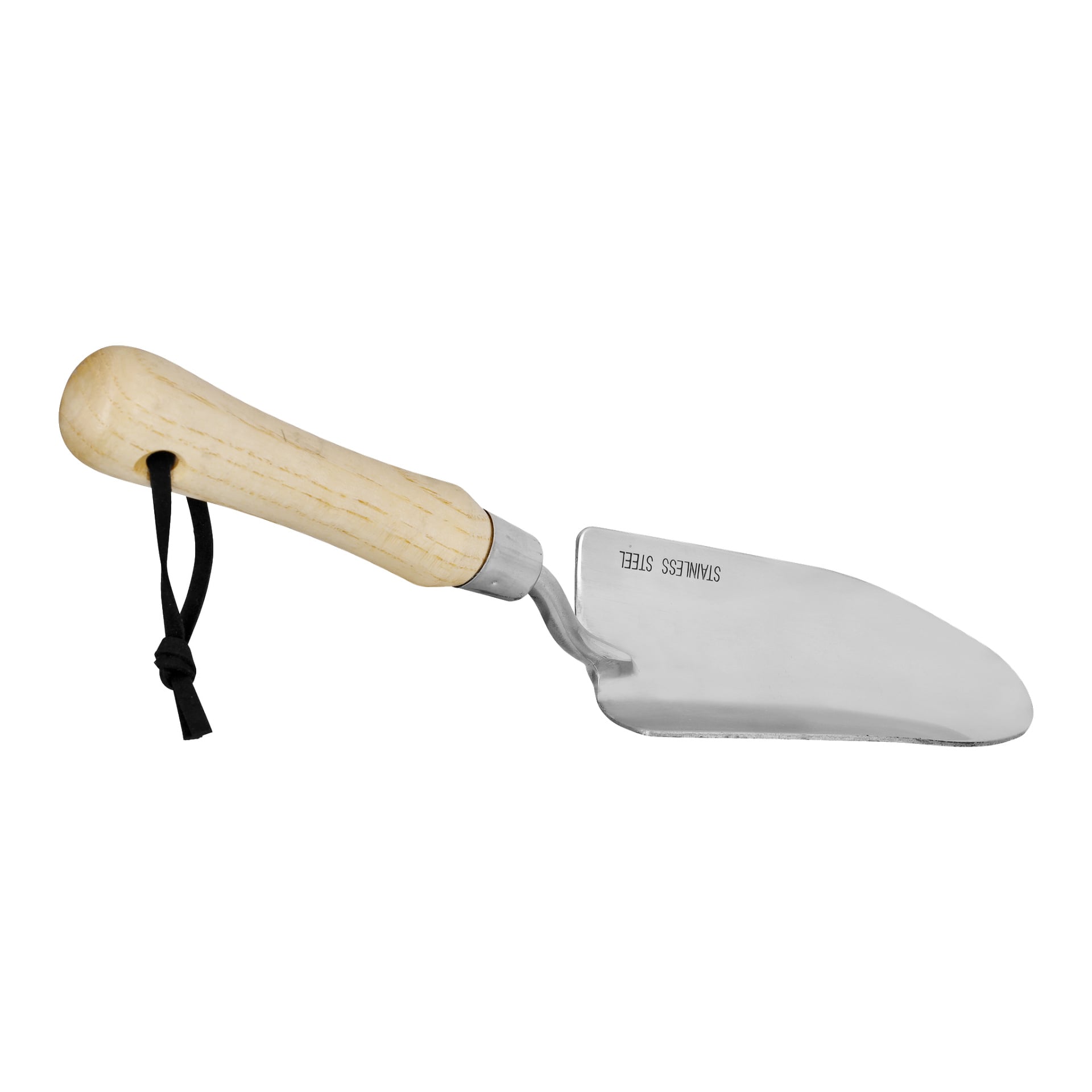 Hard Head Garden-spaden har et blad i rustfritt stål, et lett trehåndtak og en svart løkke i enden.