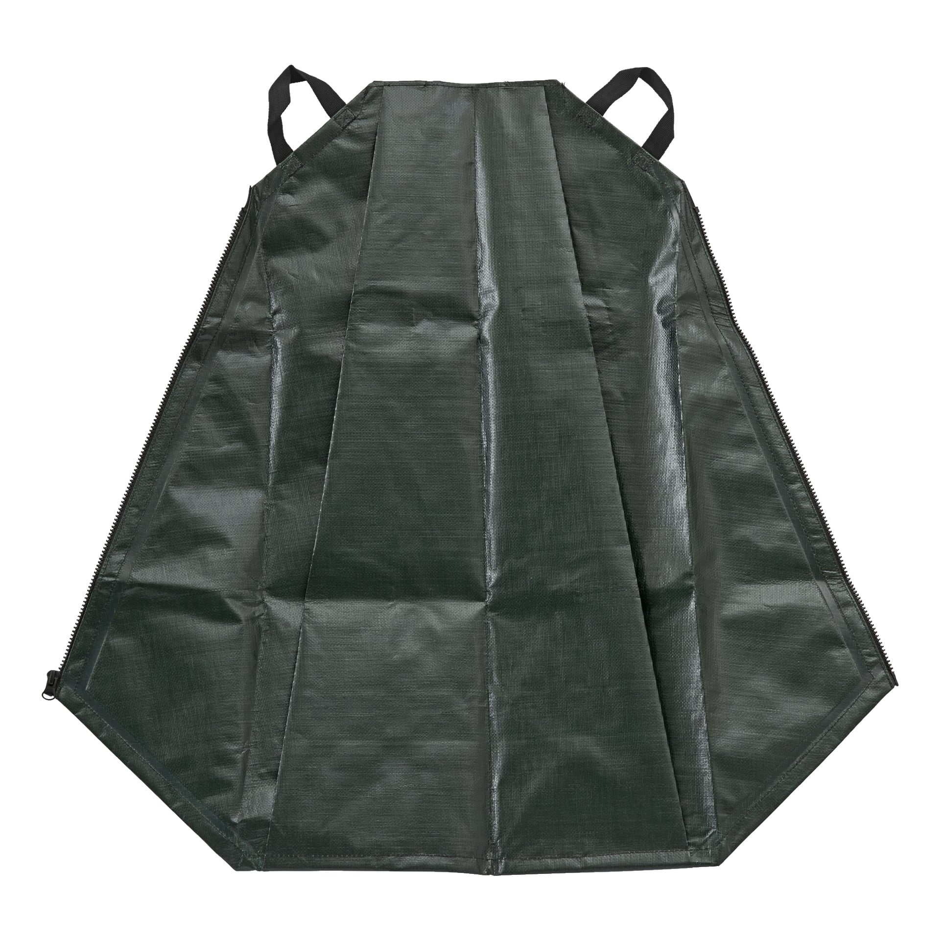 En hållbar grön Hard Head vattenpåse ligger platt och visar upp sina svarta handtag, stadiga förstärkta kanter, framträdande veck och texturerade yta. Den är avsedd för att bära eller flytta olika föremål.