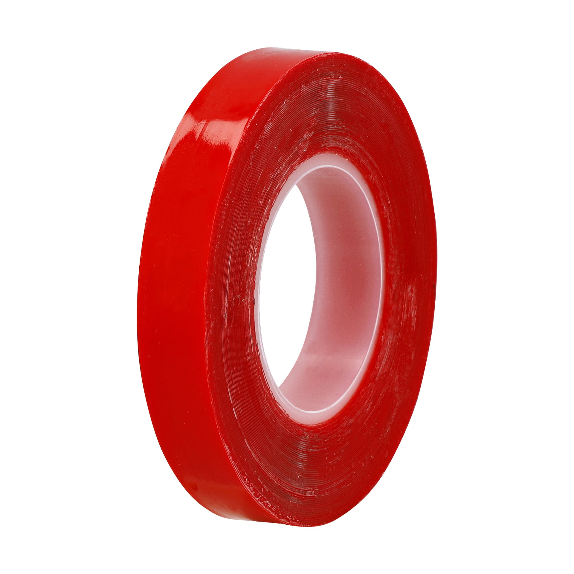 En enda rulle dubbelsidigt Hard Head band står upprätt. Bandet har en plastkärna och ser oanvänt ut, med änden osynlig.