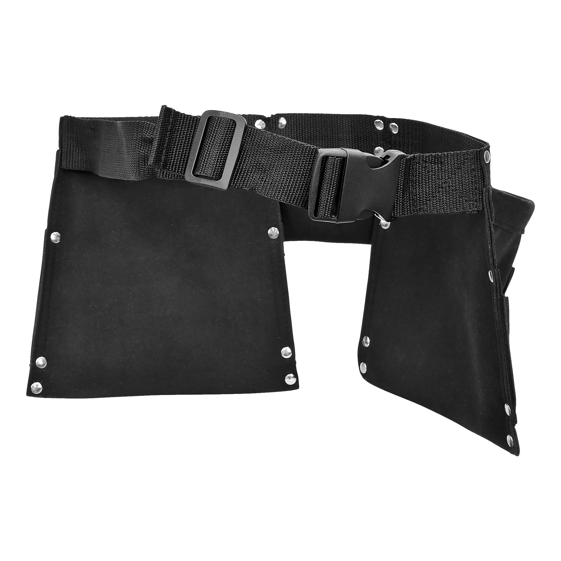 Bluewear Children's Tool Belt med två rymliga sidofickor, starkt plastspänne och förstärkta metallnitar i hörnen. Det justerbara svarta bältet är tillverkat av hårt material för praktisk användning och hållbarhet.