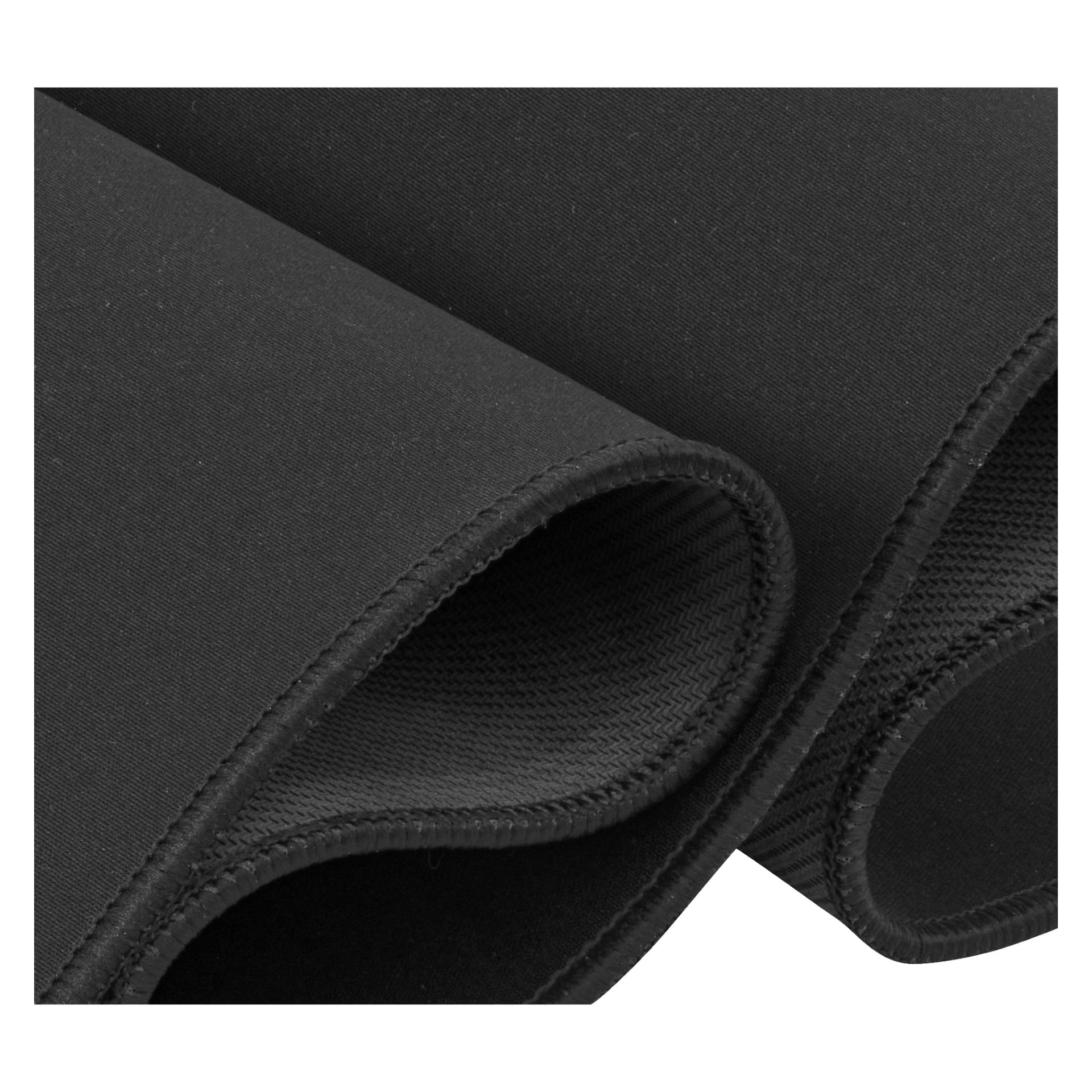 En närbild på två överlappande Desk protector-ark från No brand EMW, som visar den släta utsidan, den texturerade undersidan och kantstygn.
