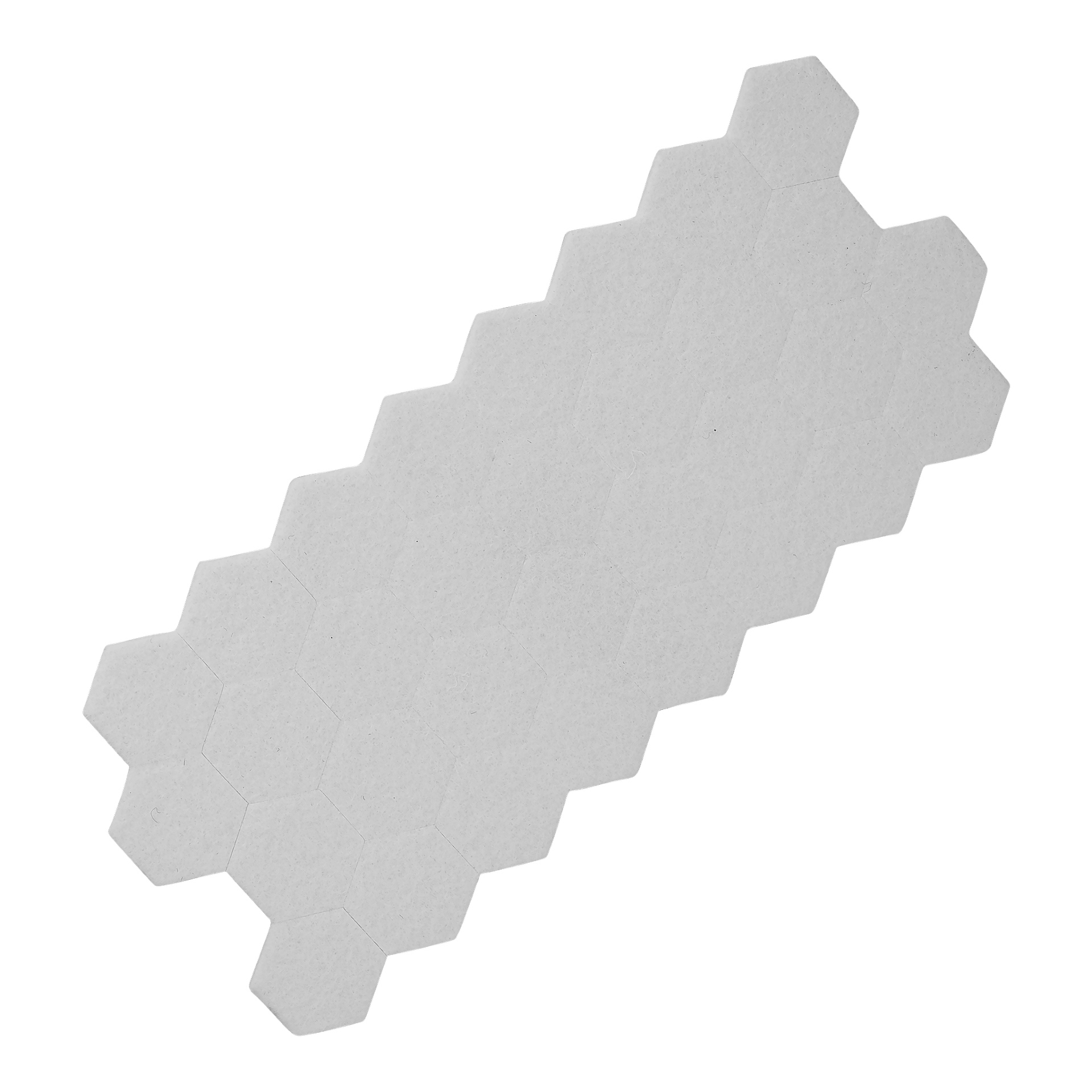 Ett set med 72 vita rektangulära möbeldynor från Hard Head, med ett sammanlänkat sexkantigt mönster i en bikakedesign.