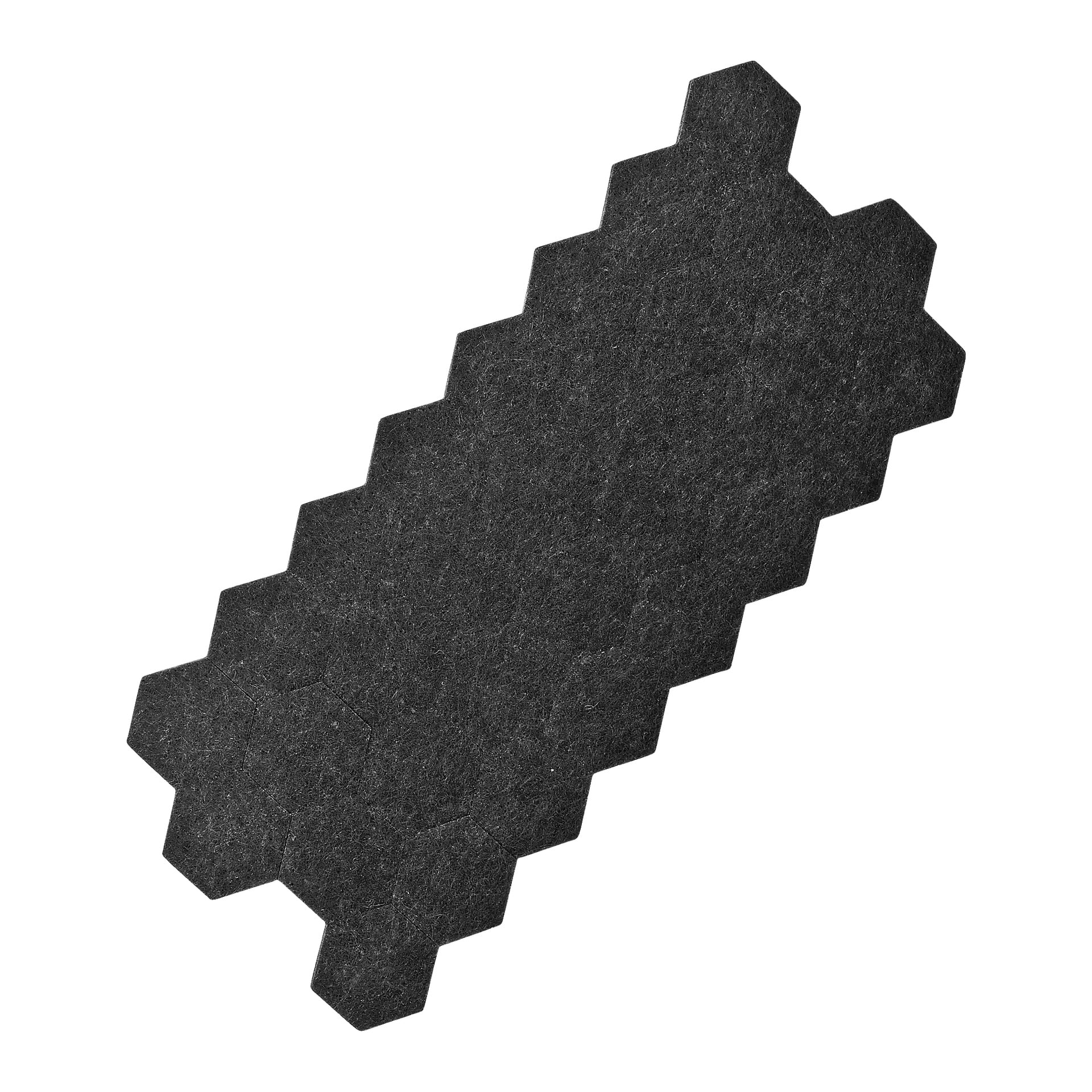 Ett paket med 72 svarta Hard Head Furniture Pads, var och en med rektangulär design och ett karakteristiskt bikake- eller hexagonalistigt kantmönster.