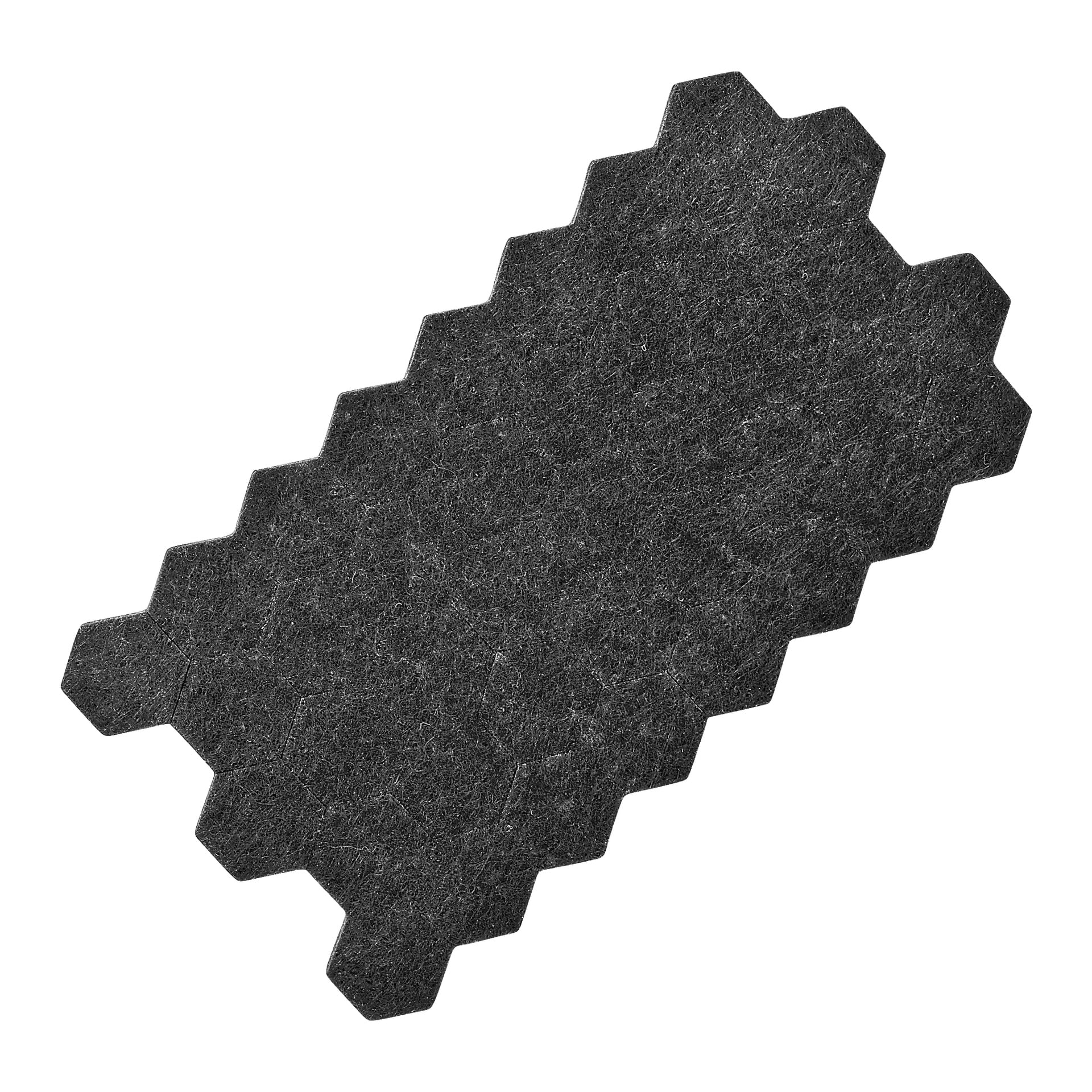 En svart, rektangulär Hard Head Furniture Pad från 72-packet med zickzackkanter på alla sidor visas diagonalt.