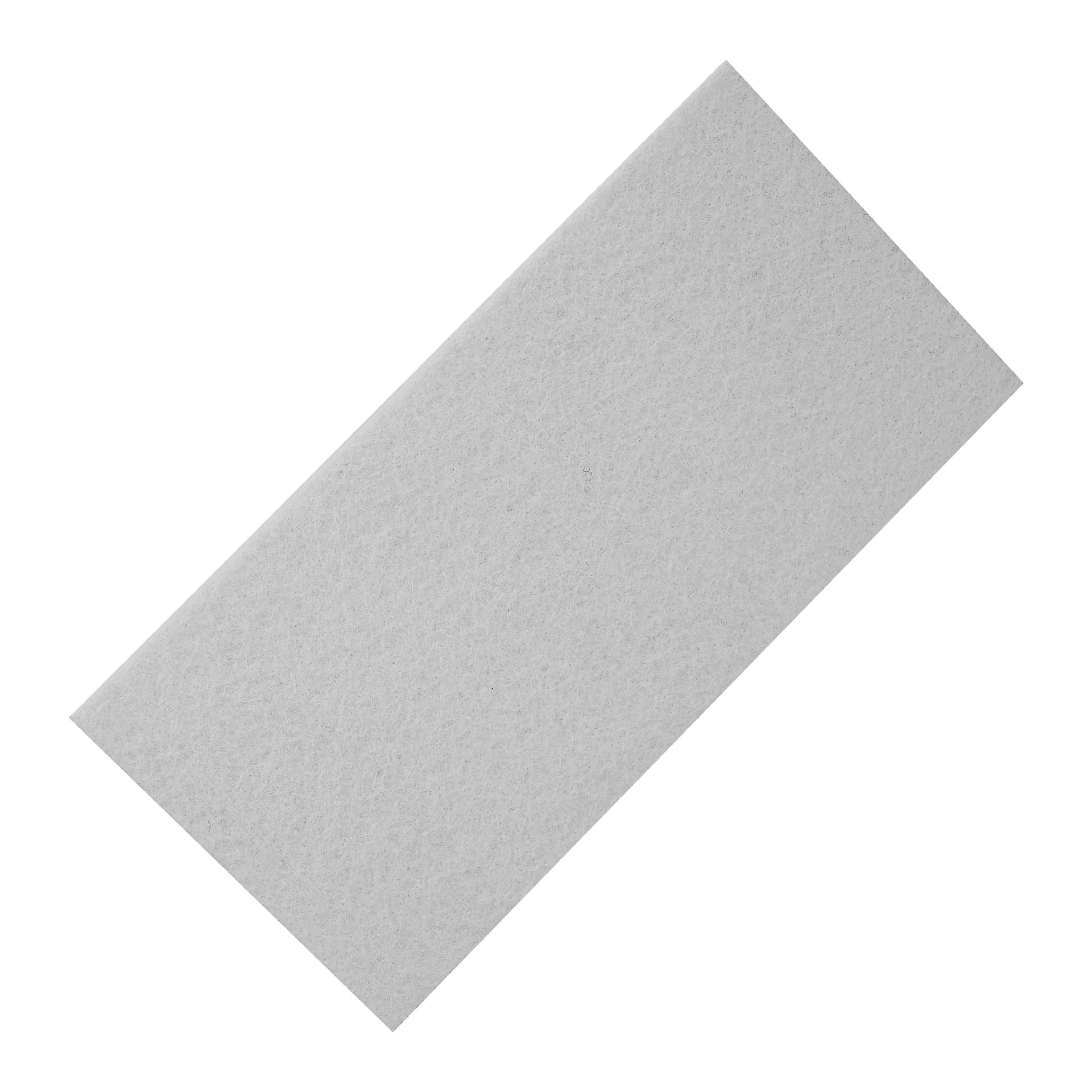 Ett enda ark från Hard Head Sheet möbelpads 2-pack visas i en vinkel, vilket framhäver dess texturerade vita yta.