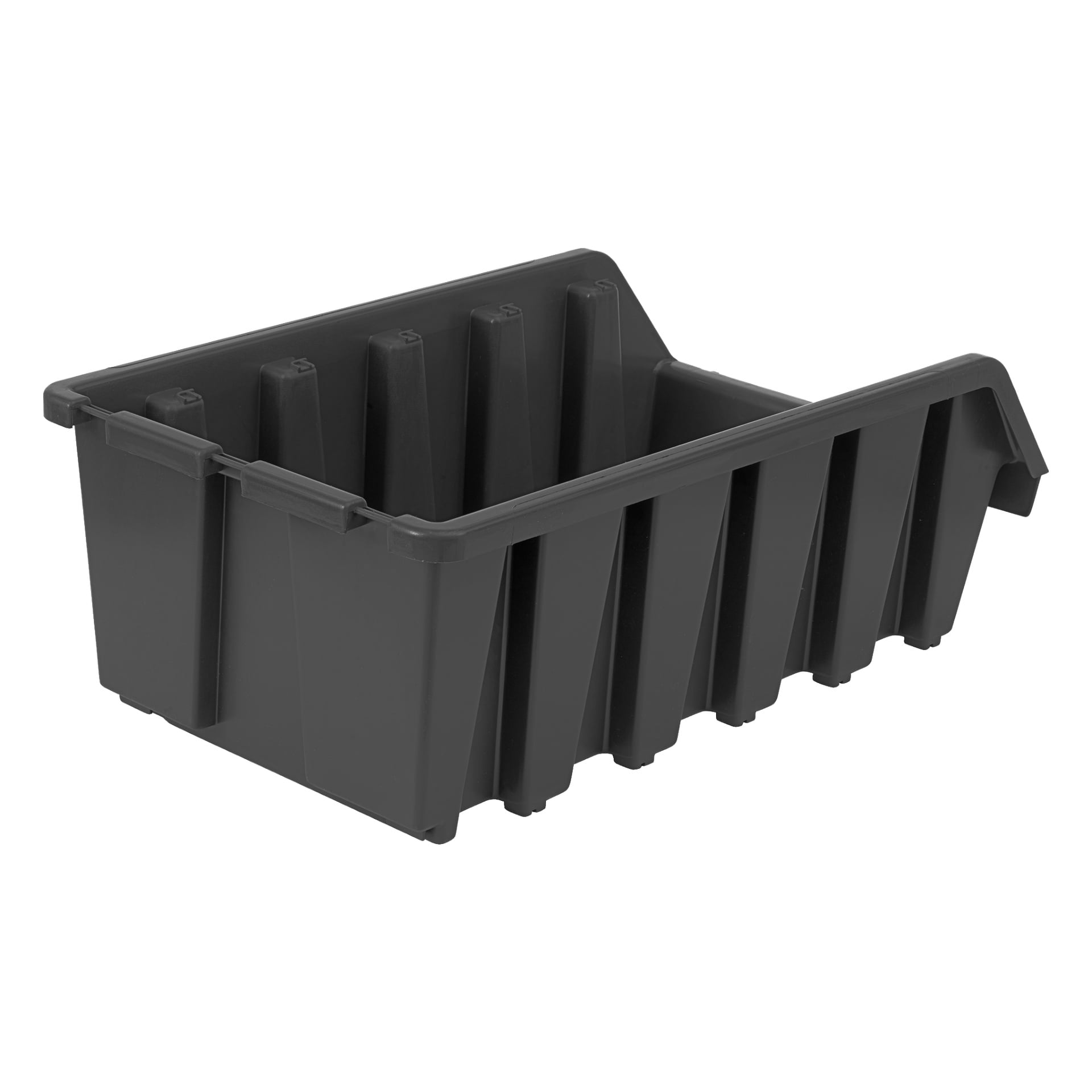 Solidny, plastikowy pojemnik od Hard Head, z wzmocnionymi bokami, rowkowymi akcentami i skośnym, otwartym przodem, który ułatwia sięgnięcie do środka — idealny do porządkowania drobnych przedmiotów.