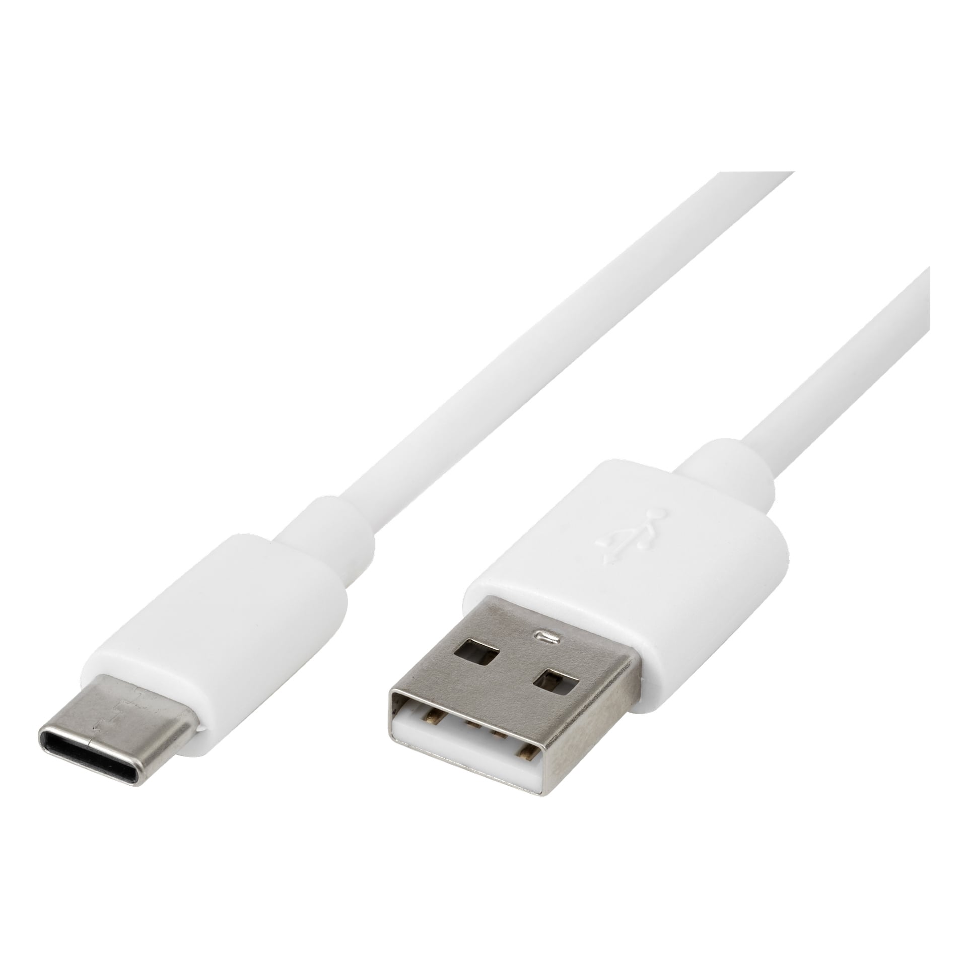 Anslut Charger-kabel USB-C med en USB-C-kontakt på vänster sida och en USB-A-kontakt på höger.