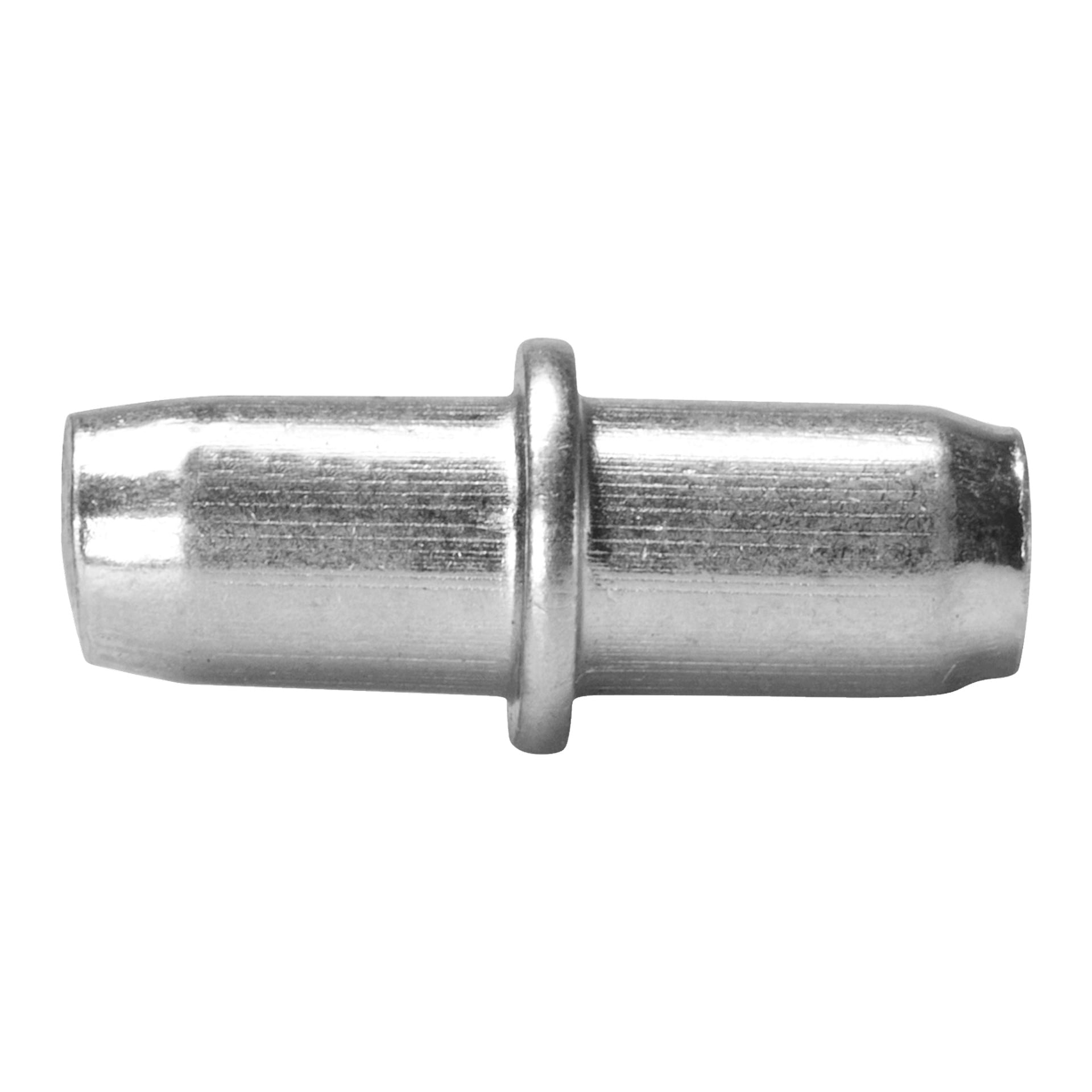Et detaljert bilde av en Hard Head Shelf carriers 8-pack viser metall, sylindriske deler med en sentral forhøyet ring, ment for å koble sammen eller støtte hyller.