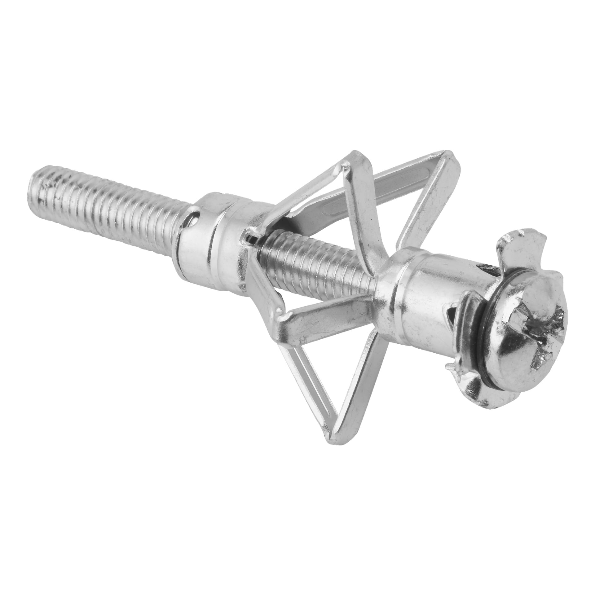 Et nærbilde av en Hard Head Metal expander set-bolt som viser de utvidbare vingene og Phillips-skruen.