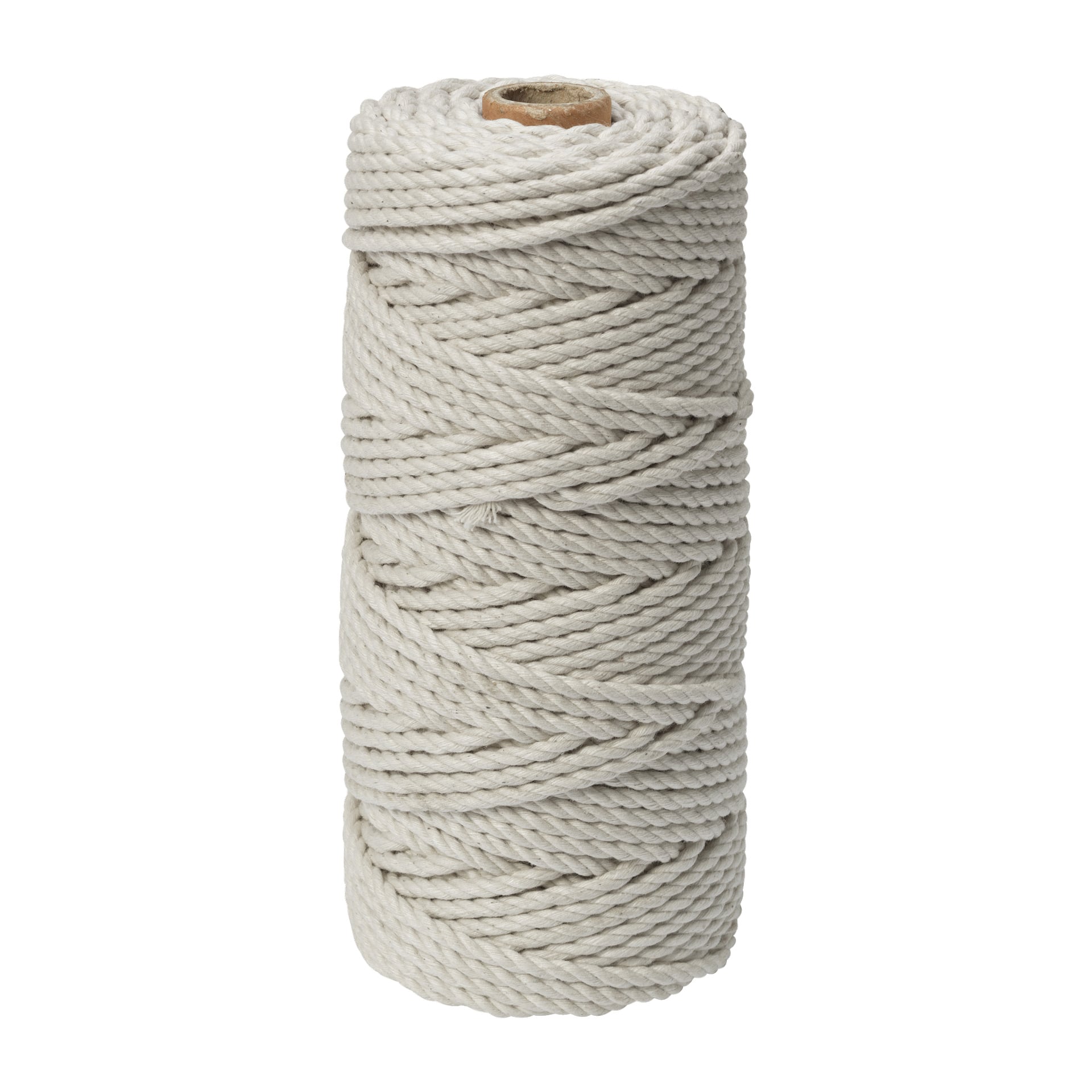 Hård huvudkakelsträng, en spole med ljusfärgad tvinnad fibertråd.