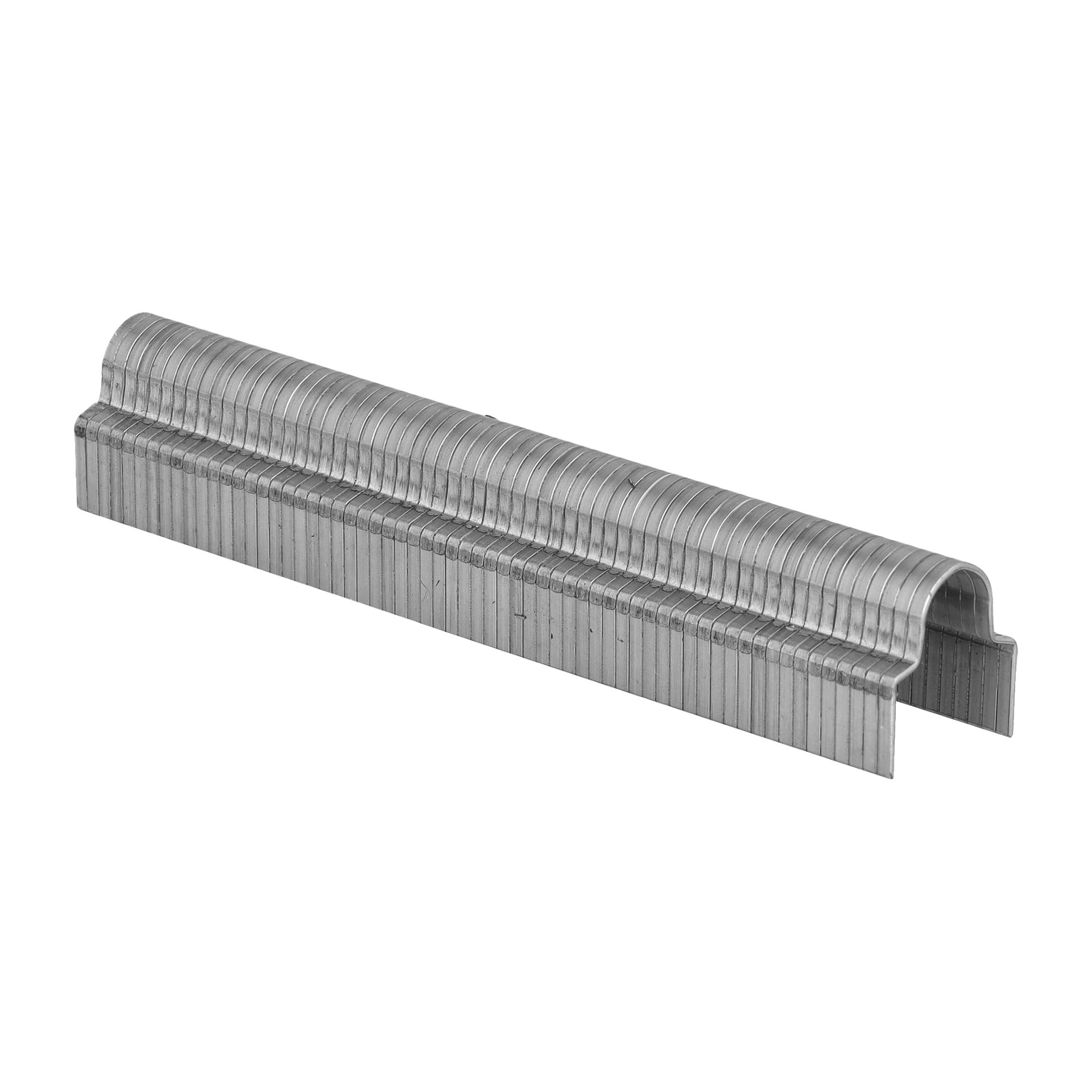 Närbild på en stapel Meec Tools kabelklämmor för runda kablar (630-pack) kopplade ihop i en enda remsa.