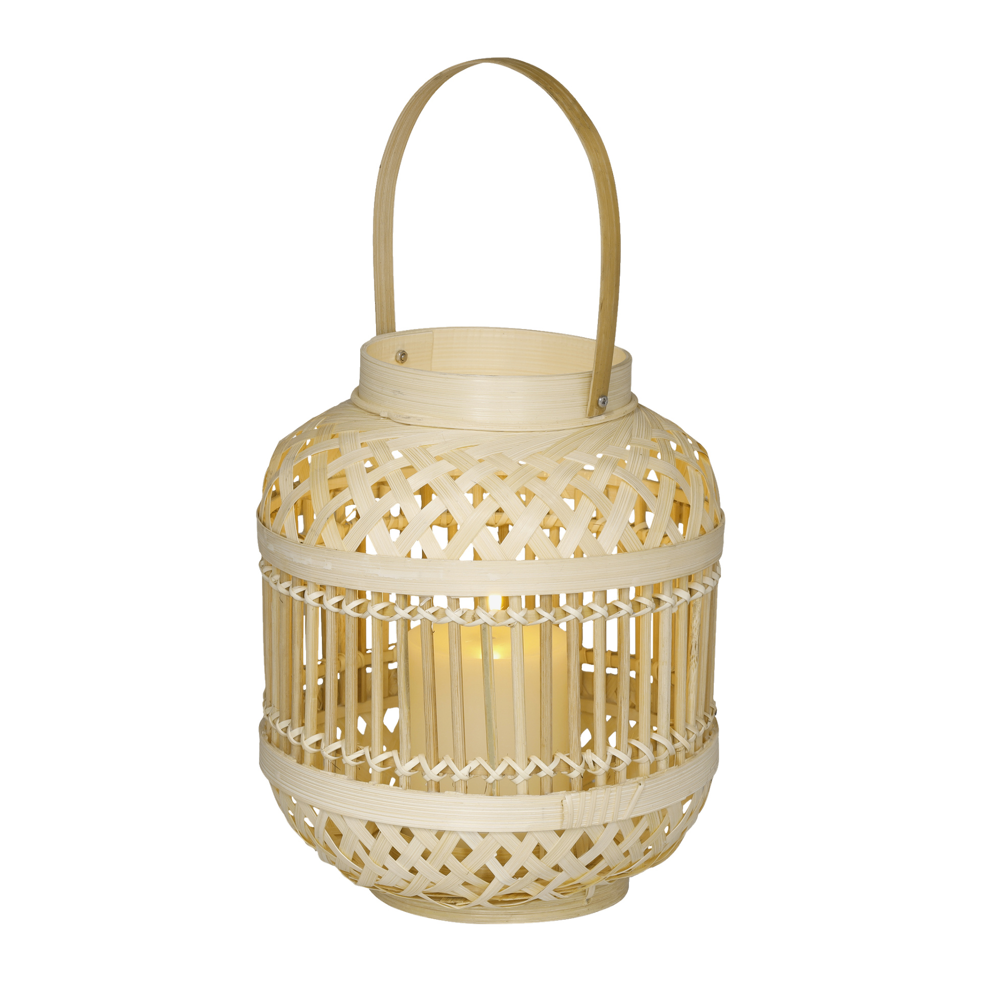 Windlicht aus Bambus 25x20 cm | Kerzenhalter aus Glas | EKVIP | Jula