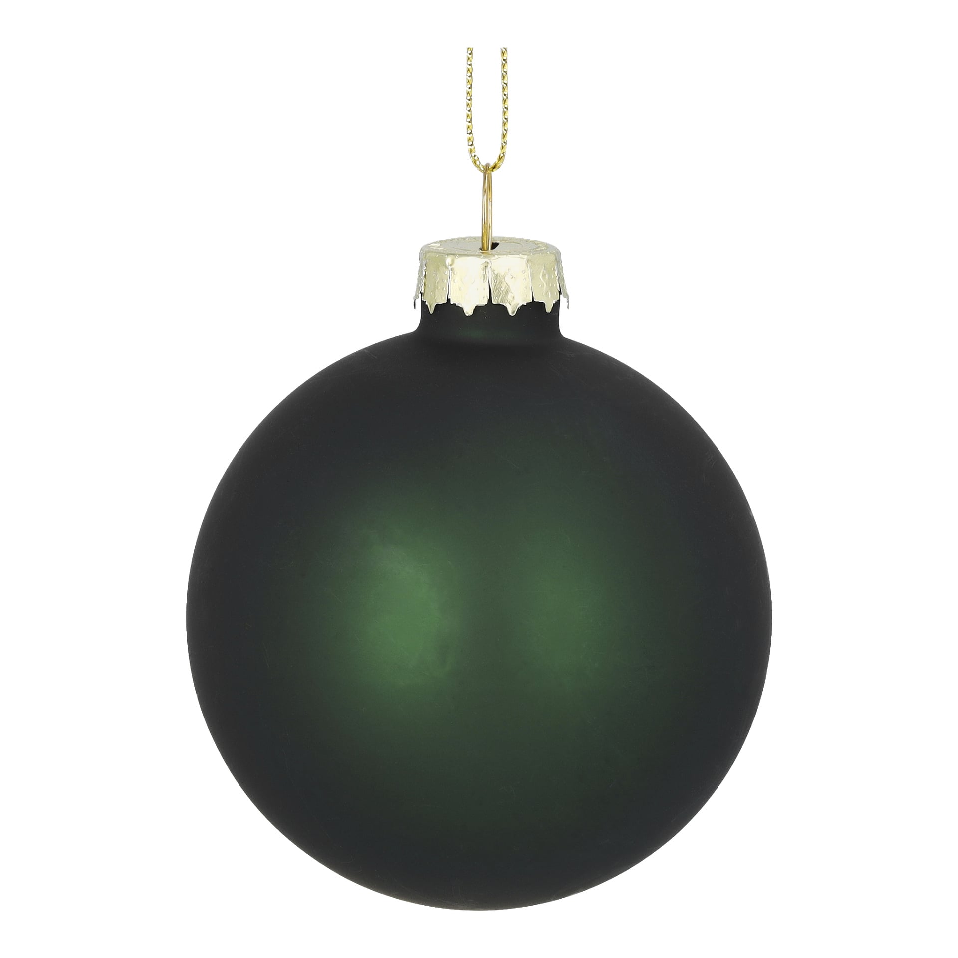 EKVIP Christmas tree balls 4-pakken inkluderer matte grønne ornamenter med gulllokk og tynne gullhengende snorer.