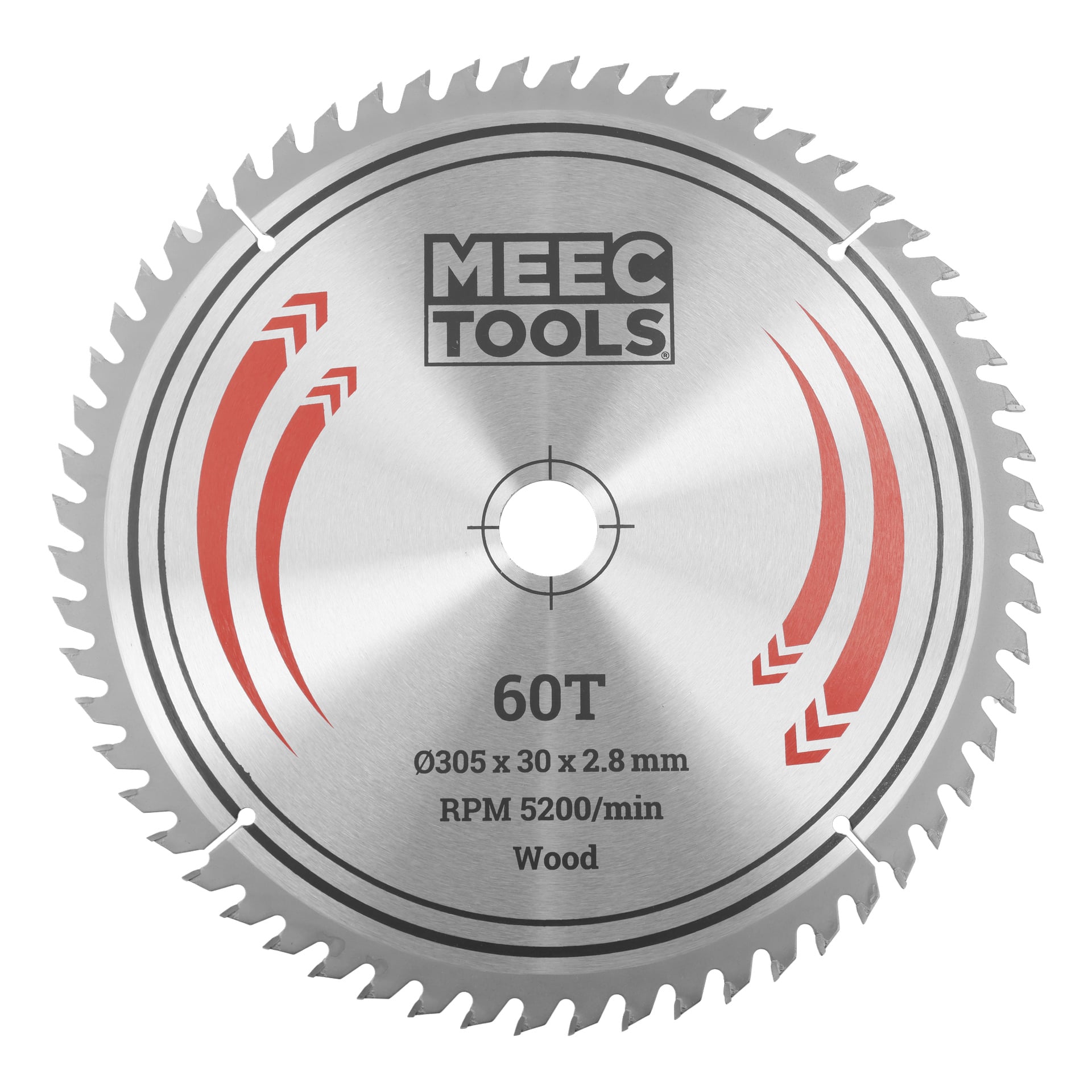 MEEC TOOLS 60T drewniana tarcza piły tarczowej, 305 x 30 x 2,8 mm, maksymalna prędkość 5200 obr./min.