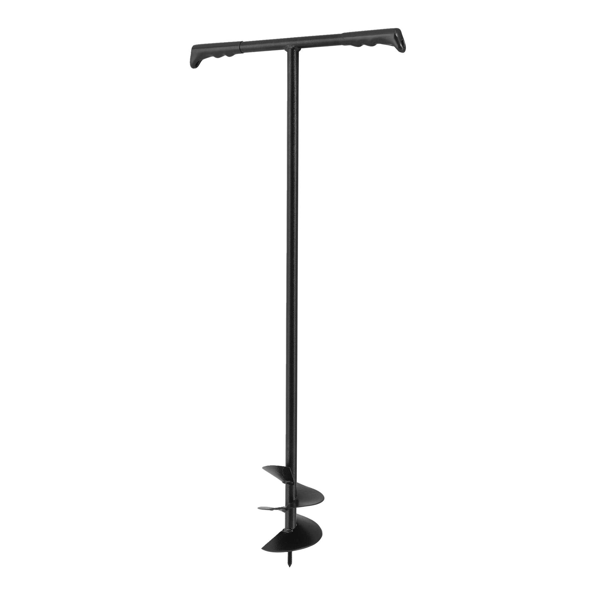 Hard Head Earth Auger är ett manuellt metallverktyg med ett T-format handtag och ett spiralformat blad avsett för borrning i jord.