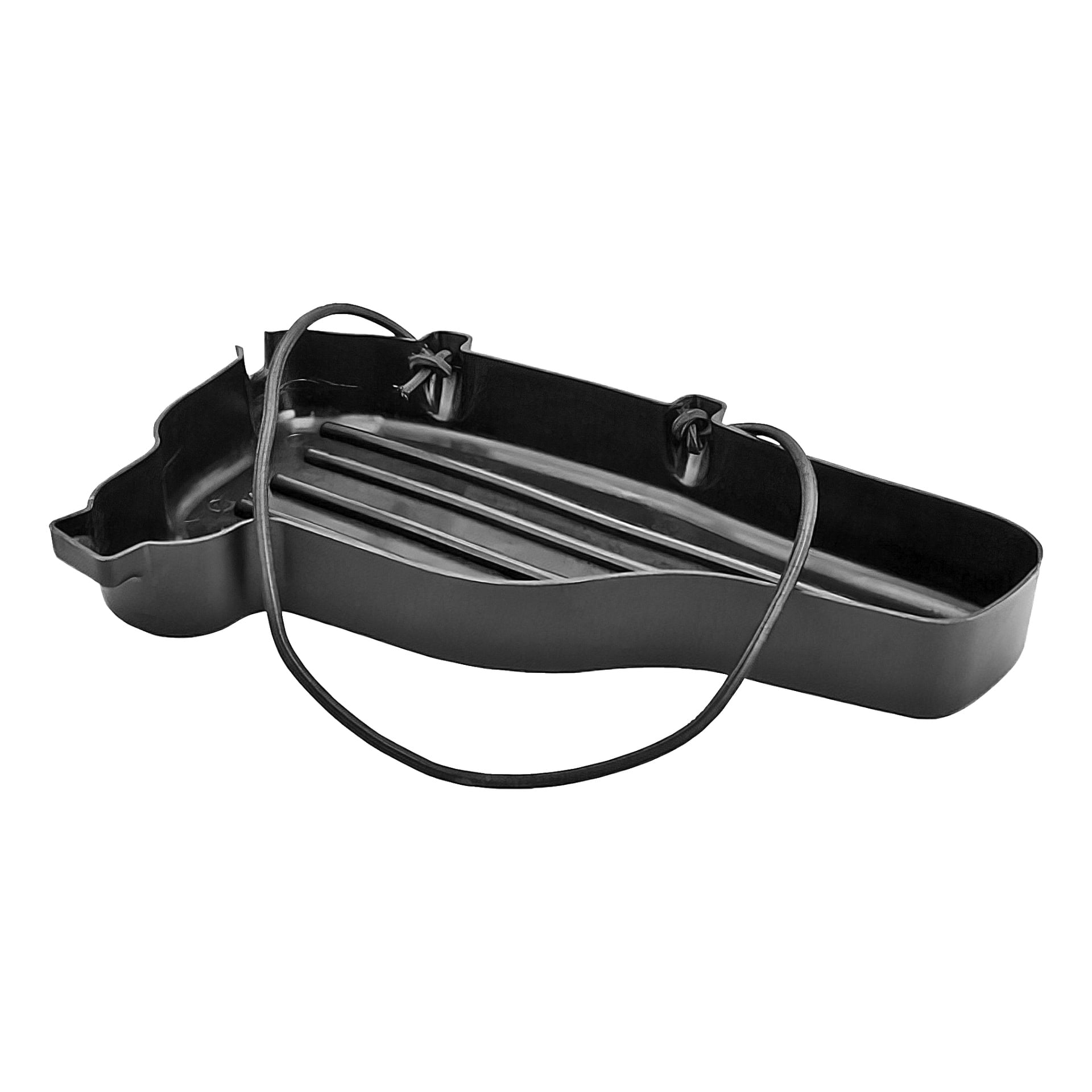 Oljesølbrett for motorsager fra Meec Tools, laget av solid plast med høye sider og en konturert base for å inneholde søl, og utstyrt med et praktisk bærehåndtak.