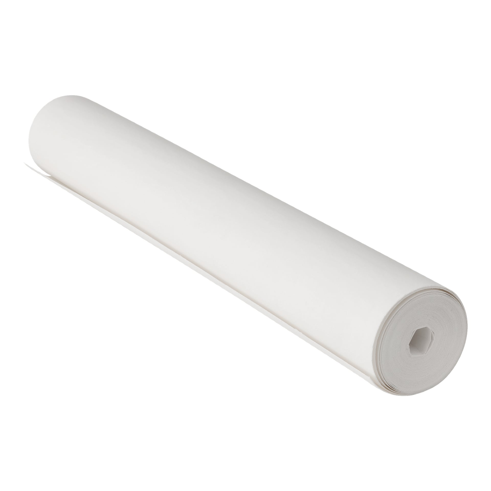 En tätt rullad Hard Head Renovation-tapet med en slät vit yta och synlig ihålig kärna vilar på sidan.