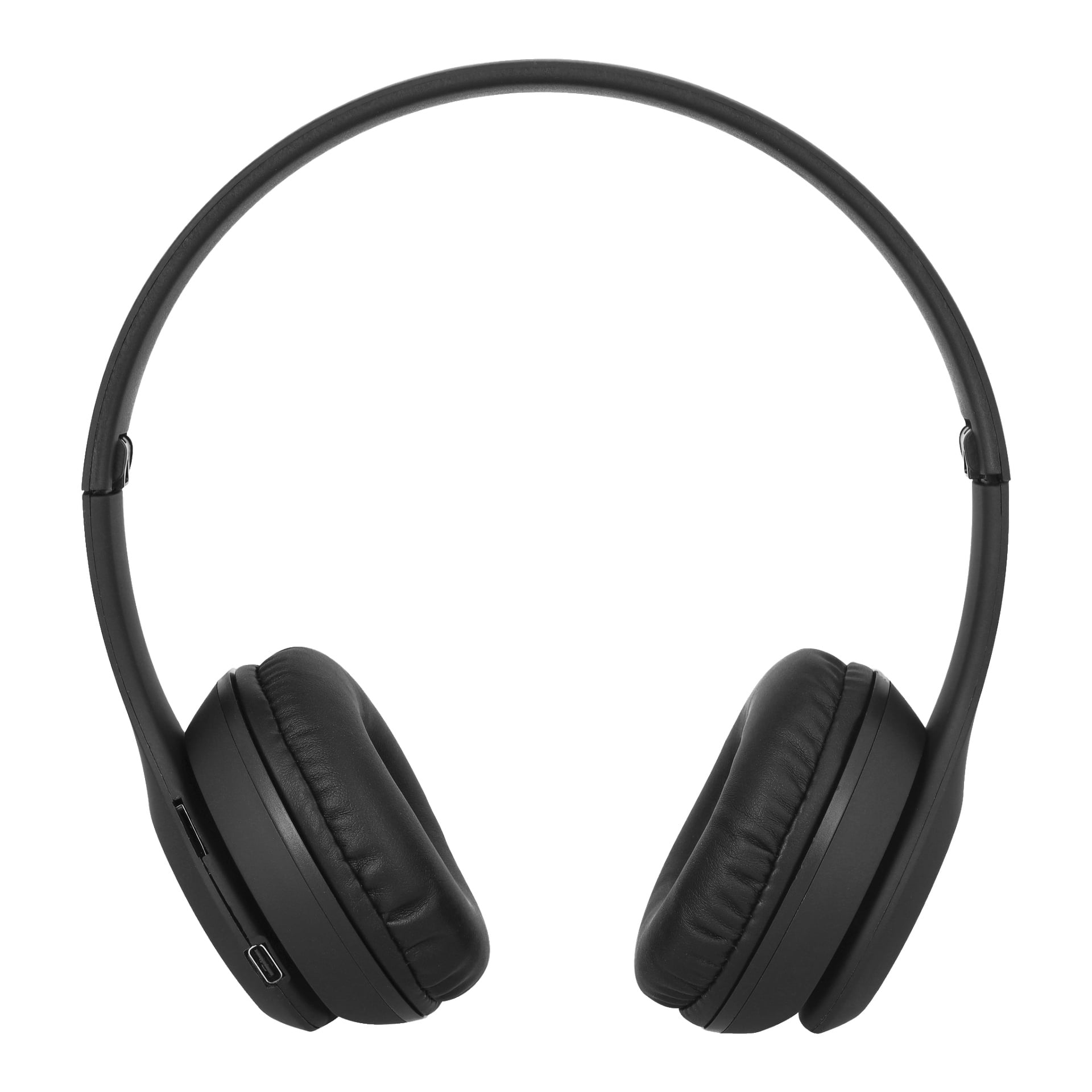 Black Bright Wireless on-ear-hörlurar med mjuka örondynor och ett slankt, böjt pannband. Laddningsporten och kontrollknapparna syns på en öronkåpa.