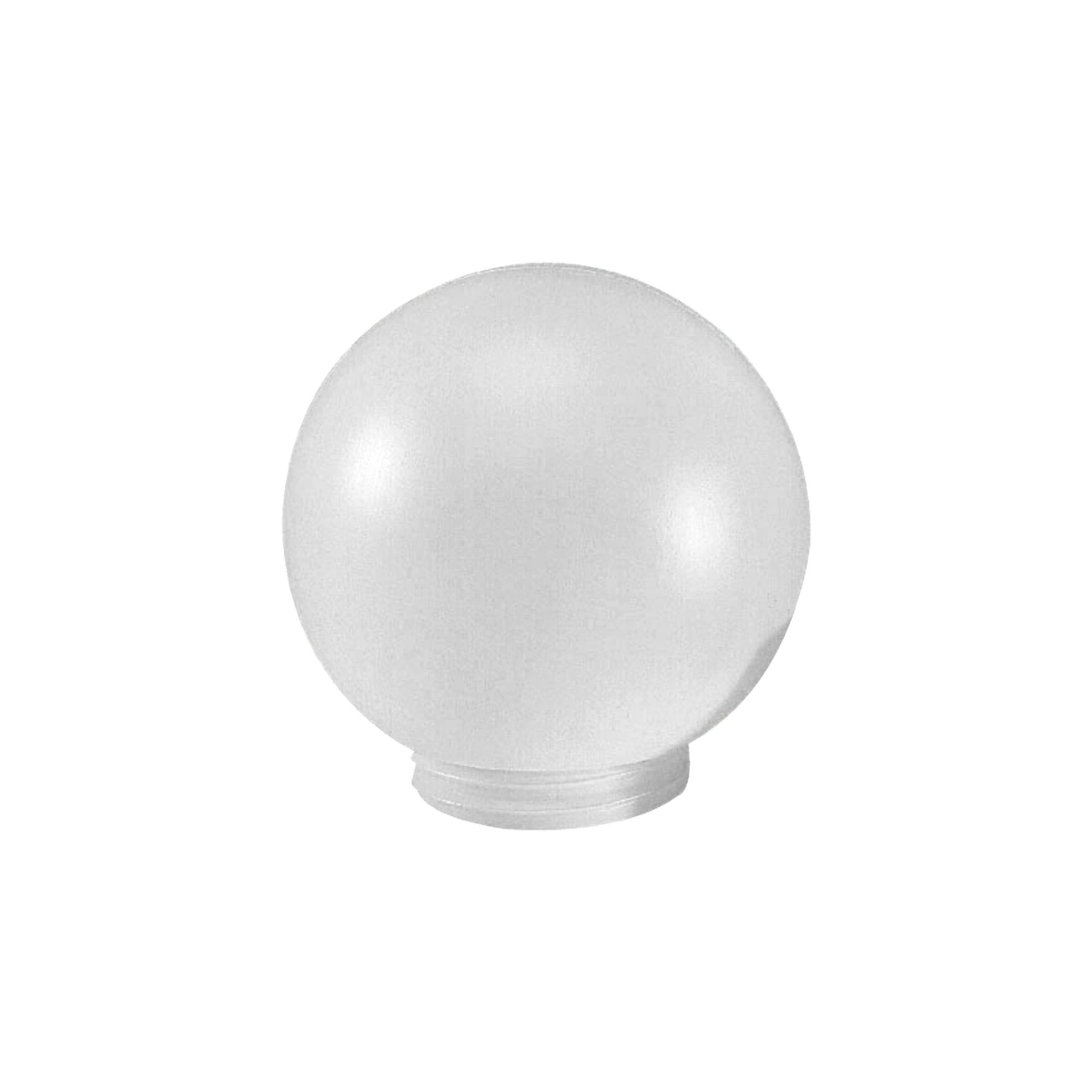 En Globe fra No-merket EMW vises, med et frostet glasskule-lysdeksel ved siden av en grå plastlampebase som har synlige ledninger og tilkoblingsporter.