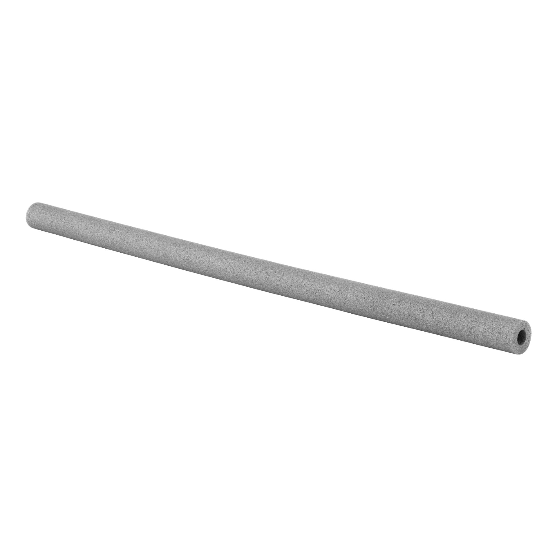 Ett grått isoleringsrör med Hard Head Pipe med ihålig mittpunkt är placerat diagonalt och sträcker sig tydligt över bilden. Rörets cylindriska form och detaljer är lätt synliga.