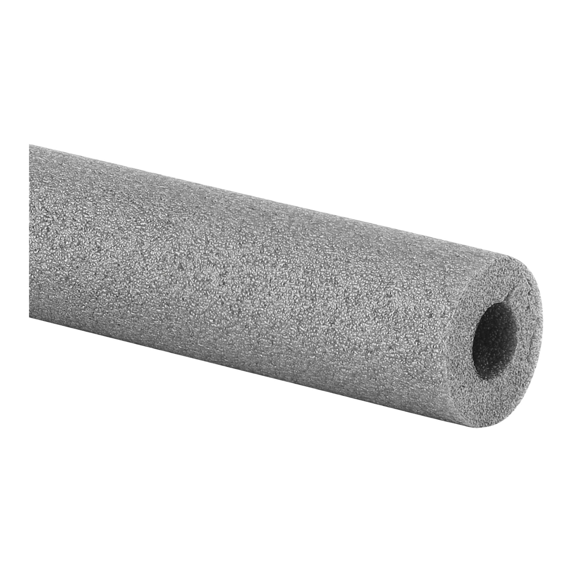 En närbild av Hard Head Pipe Insulation visar ett gråt, cylindriskt skumrör med en ihålig mitt.