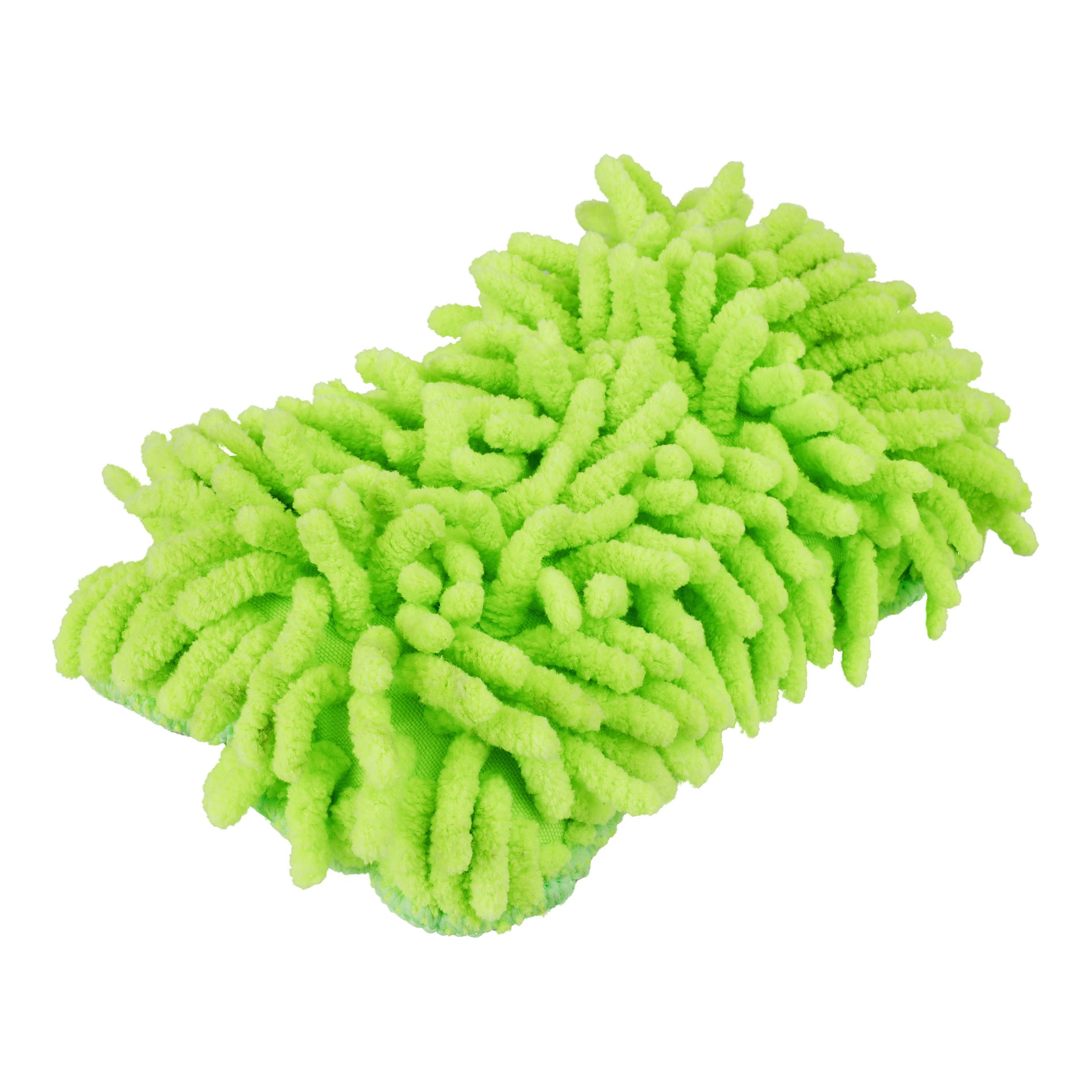 Gąbka Hamron Microfibre ma miękkie, makaronowate włókna o żywo zielonym kolorze.